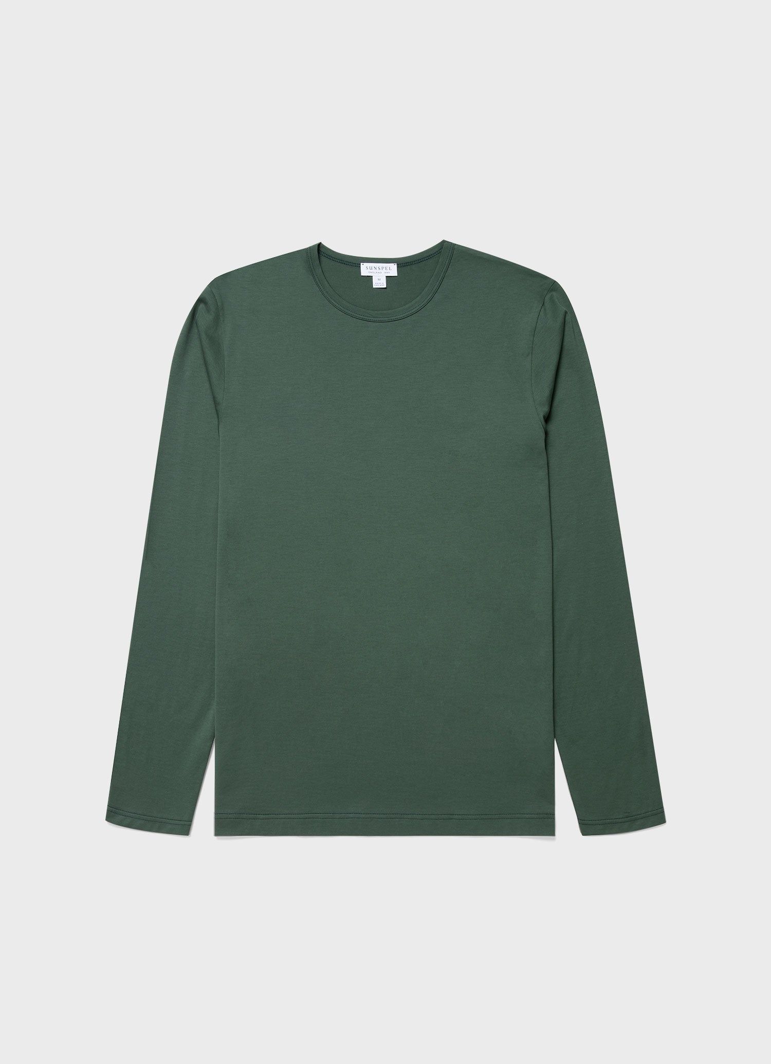 Men's Classic Long Sleeve T-shirt in Dark Green sold by Sunspel