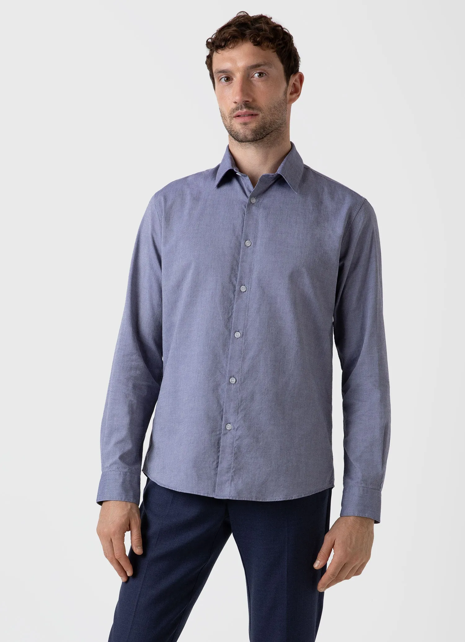 Men's Oxford Shirt in Dark Blue sold by Sunspel product image thumbnail 2