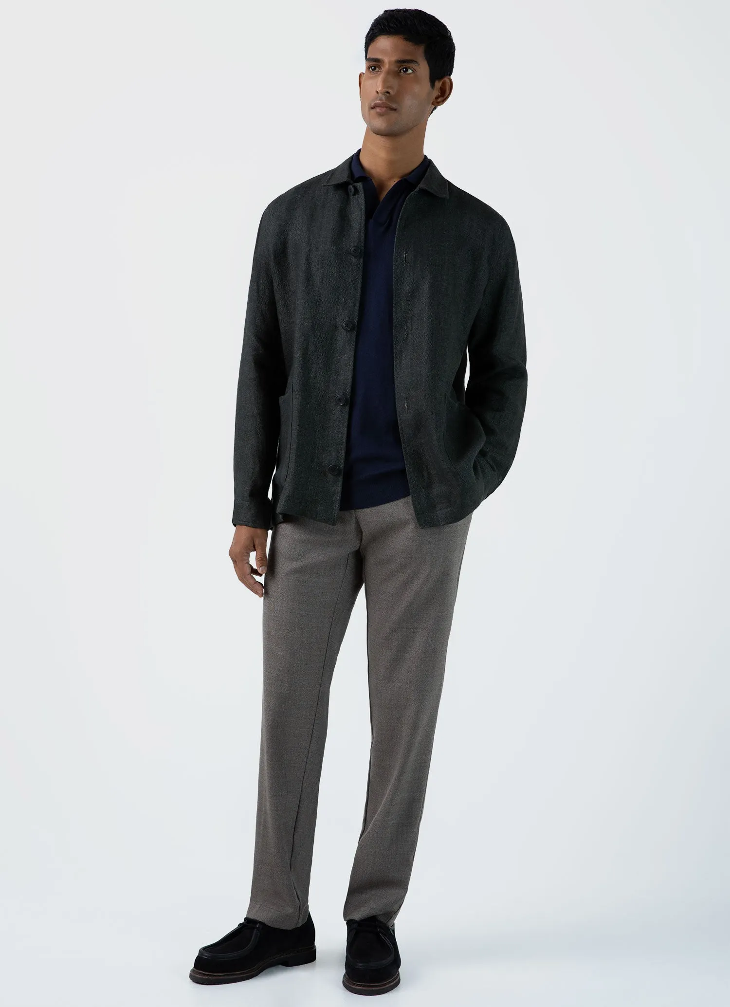 Men's Sea Island Cashmere Polo Shirt in Navy sold by Sunspel product image thumbnail 3