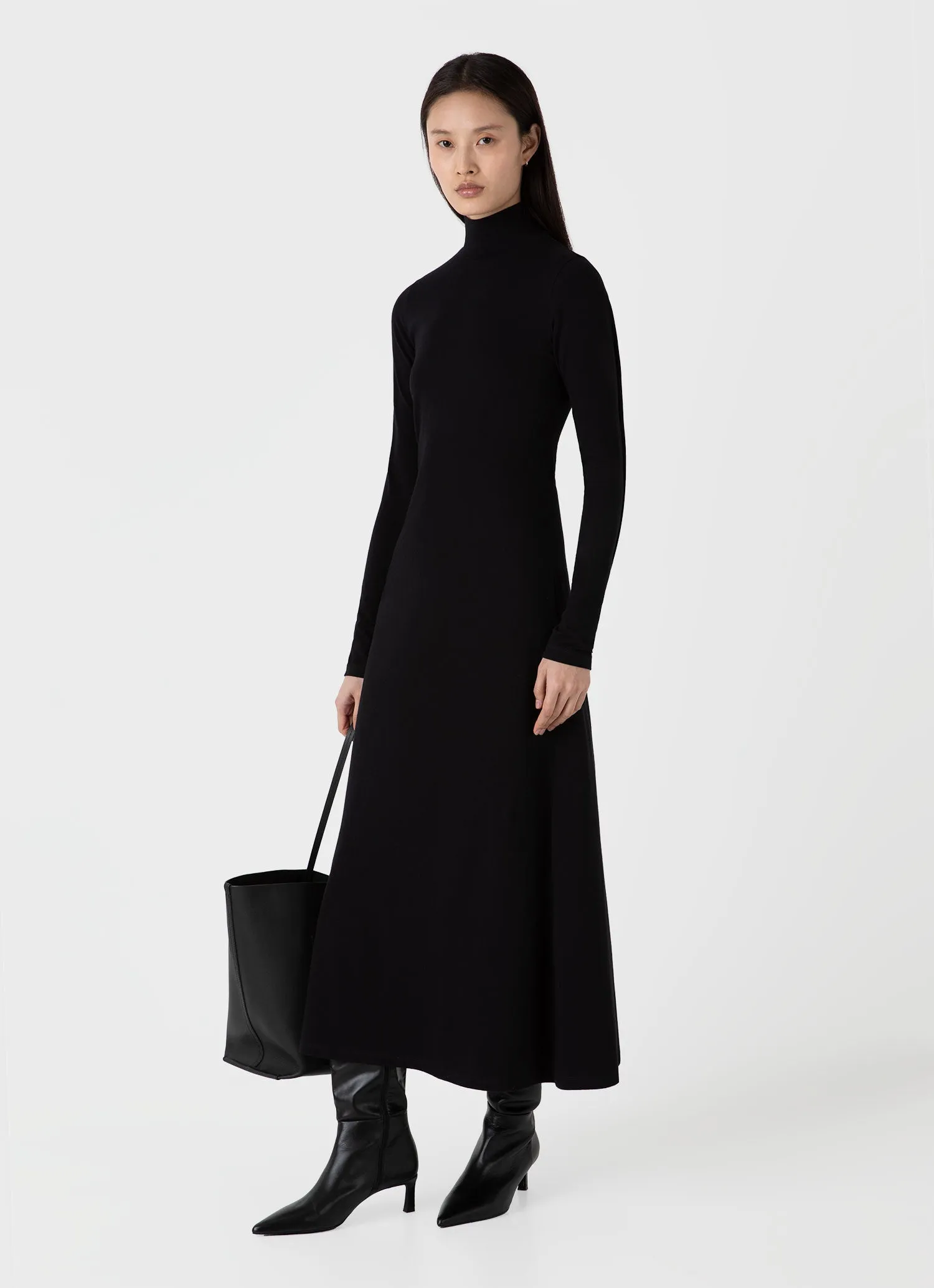 Women's High Neck Dress in Black sold by Sunspel product image thumbnail 2