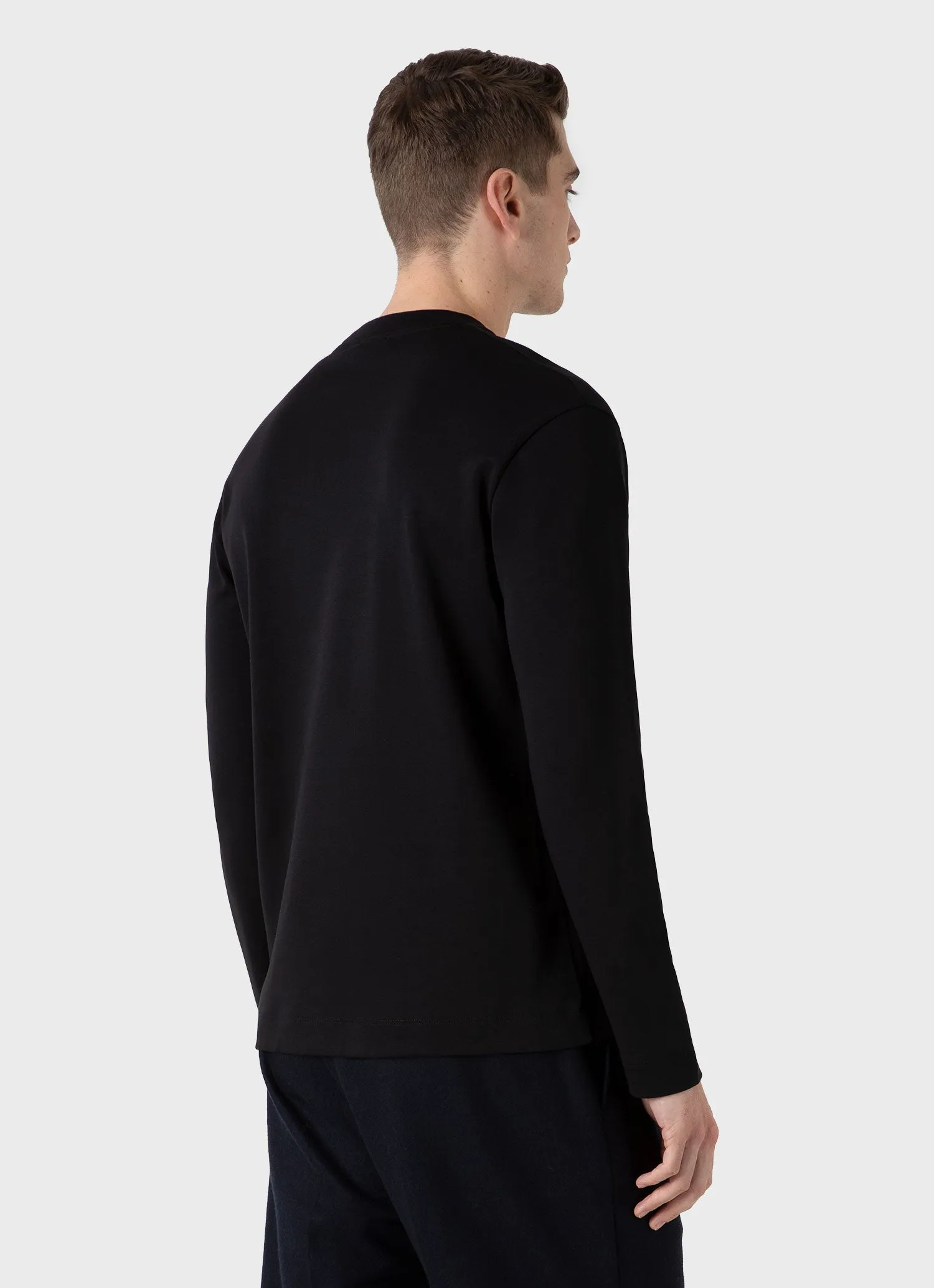 Men's Long Sleeve Heavyweight T-shirt in Black sold by Sunspel product image thumbnail 5
