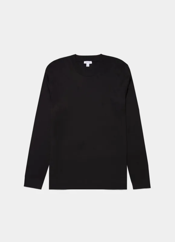 Men's Long Sleeve Heavyweight T-shirt in Black sold by Sunspel