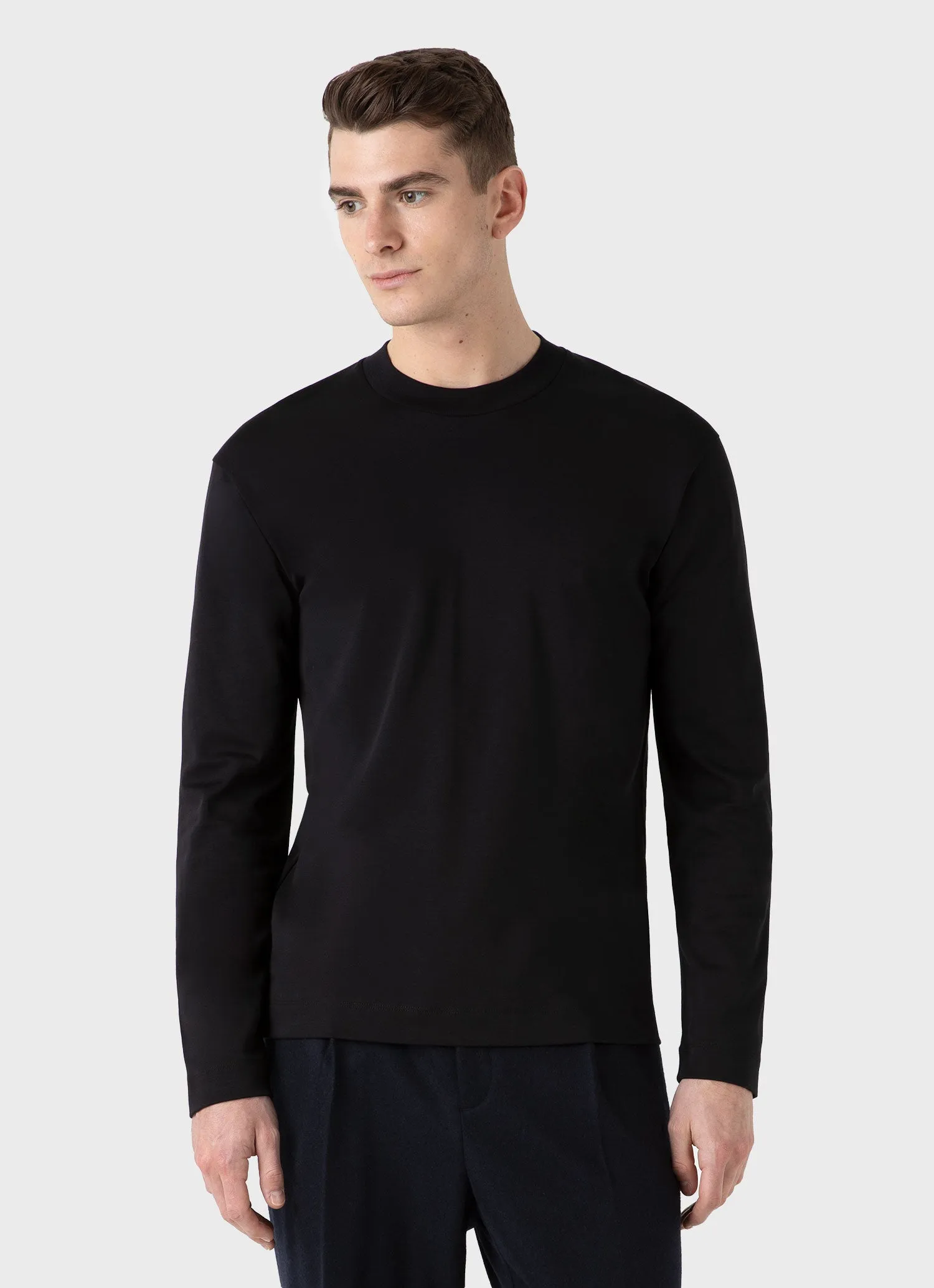 Men's Long Sleeve Heavyweight T-shirt in Black sold by Sunspel product image thumbnail 2