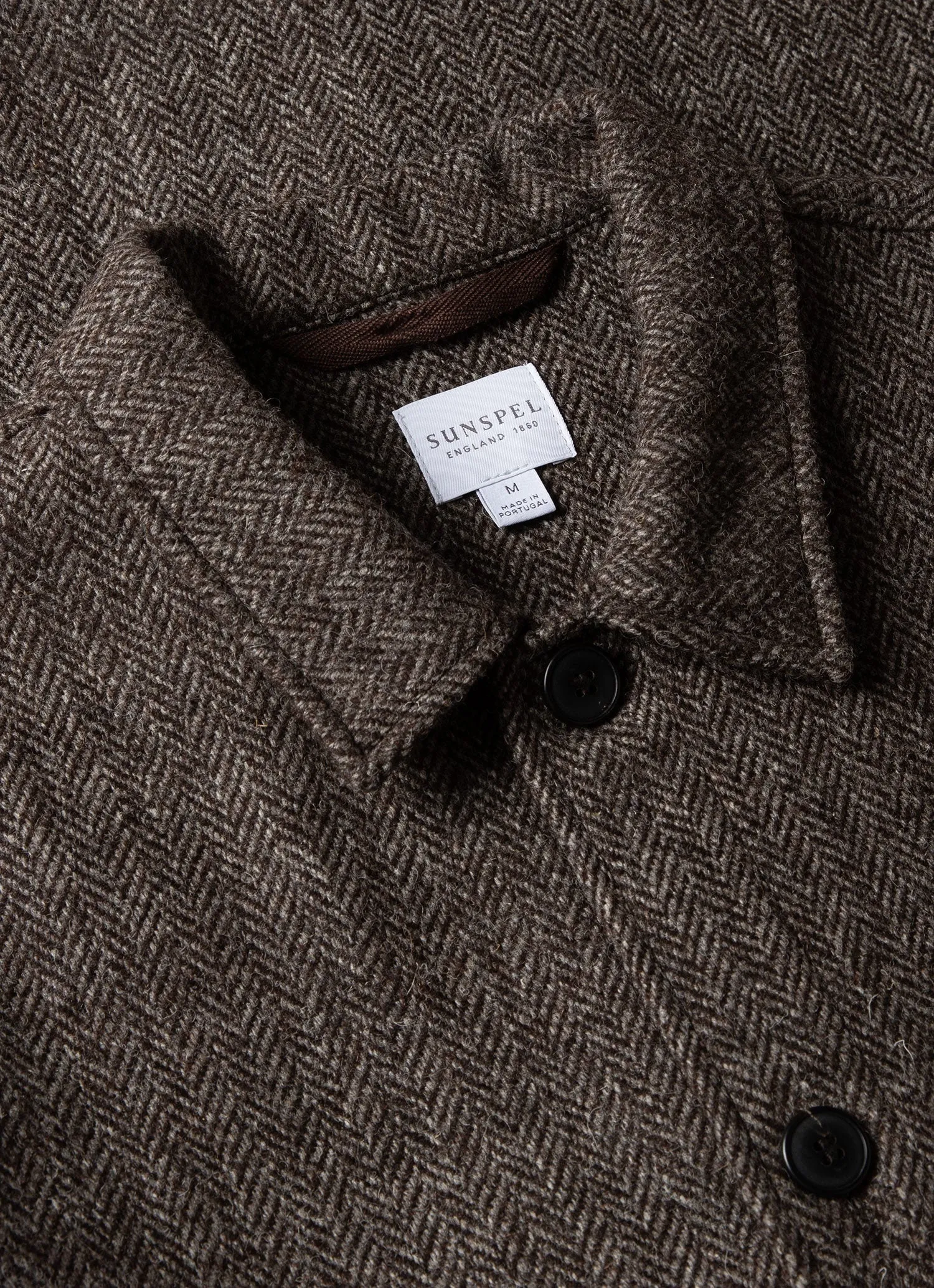 Men's British Wool Twin Pocket Jacket in Brown Herringbone sold by Sunspel product image thumbnail 4