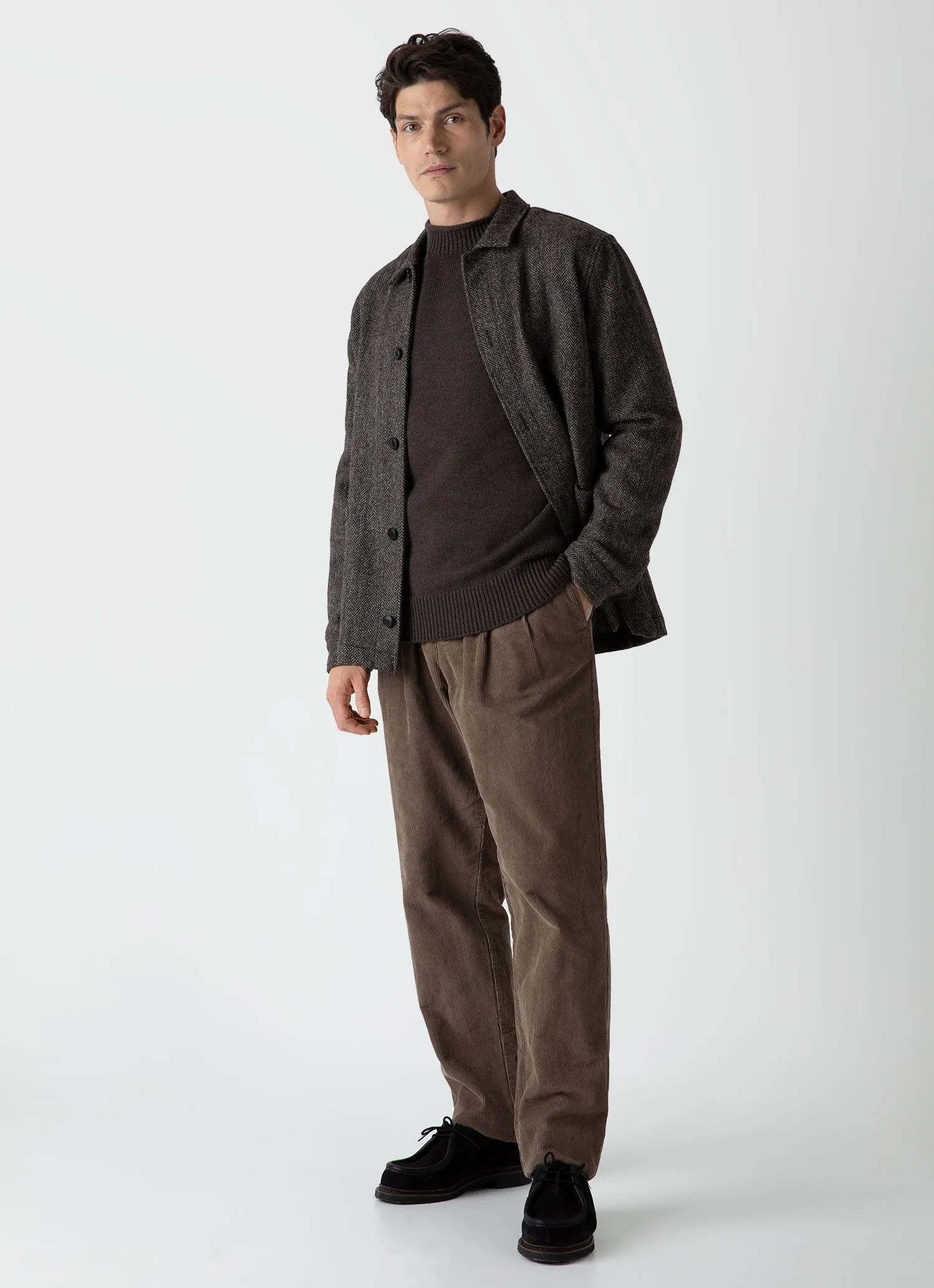 Men's British Wool Twin Pocket Jacket in Brown Herringbone sold by Sunspel product image thumbnail 3