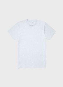 Men's Riviera T-shirt in Pastel Blue Melange sold by Sunspel