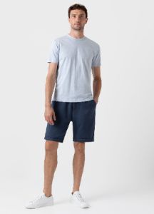Men's Riviera T-shirt in Pastel Blue Melange sold by Sunspel