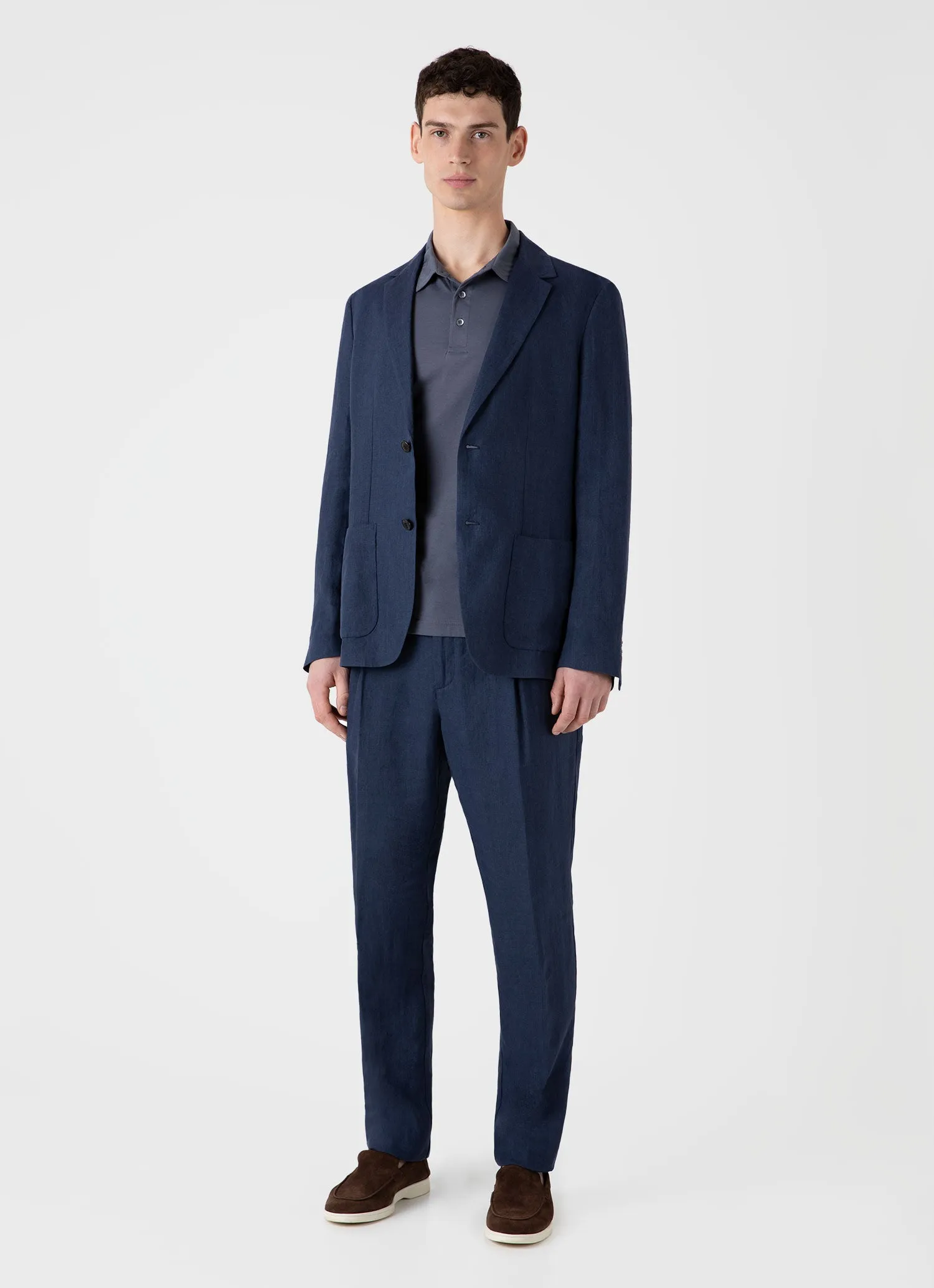 Men's Jersey Classic Polo Shirt in Slate Blue sold by Sunspel product image thumbnail 3