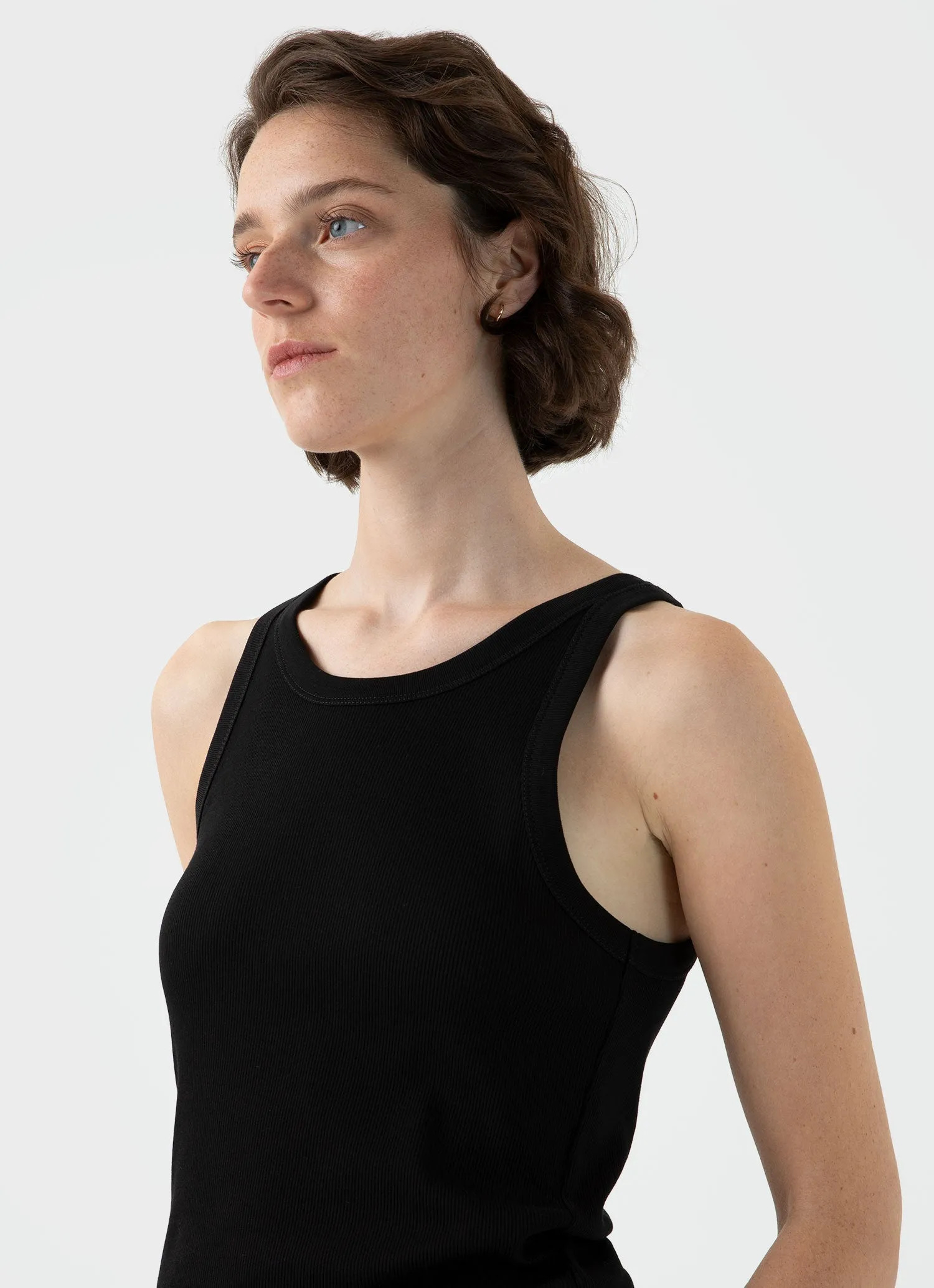 Women's Ribbed Tank Top in Black sold by Sunspel product image thumbnail 3