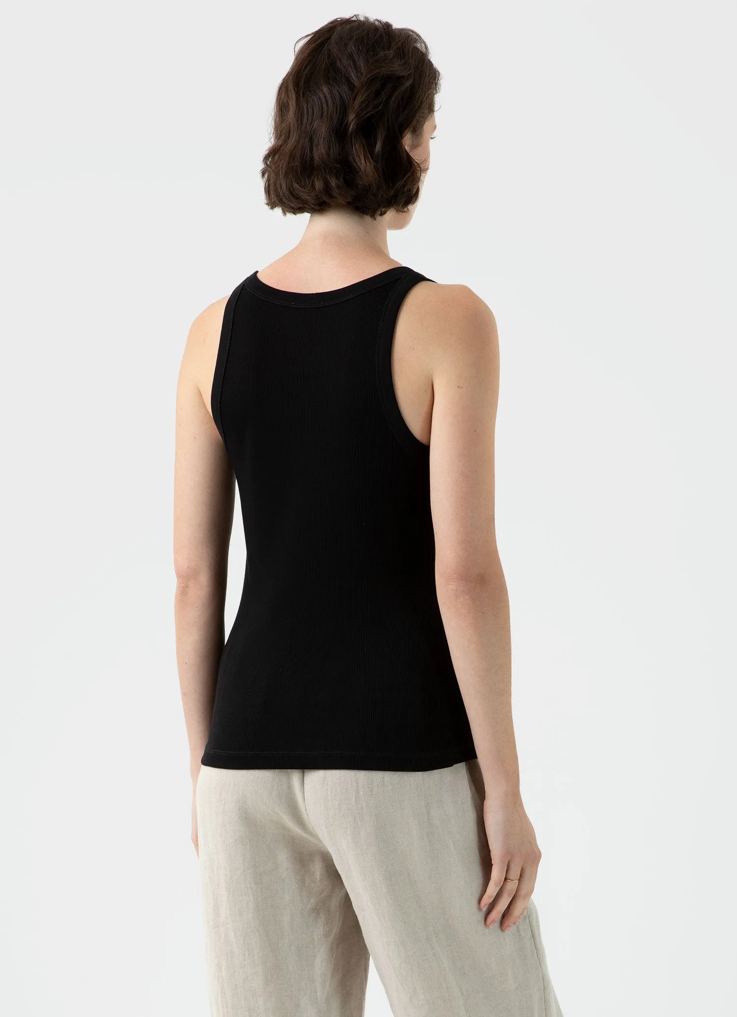 Women's Ribbed Tank Top in Black sold by Sunspel product image thumbnail 4