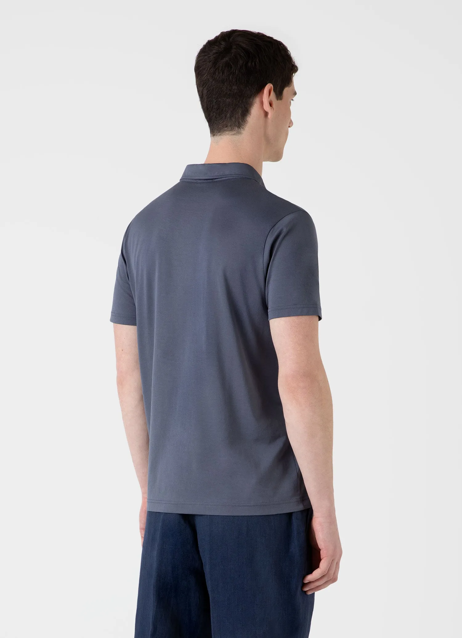 Men's Jersey Classic Polo Shirt in Slate Blue sold by Sunspel product image thumbnail 5