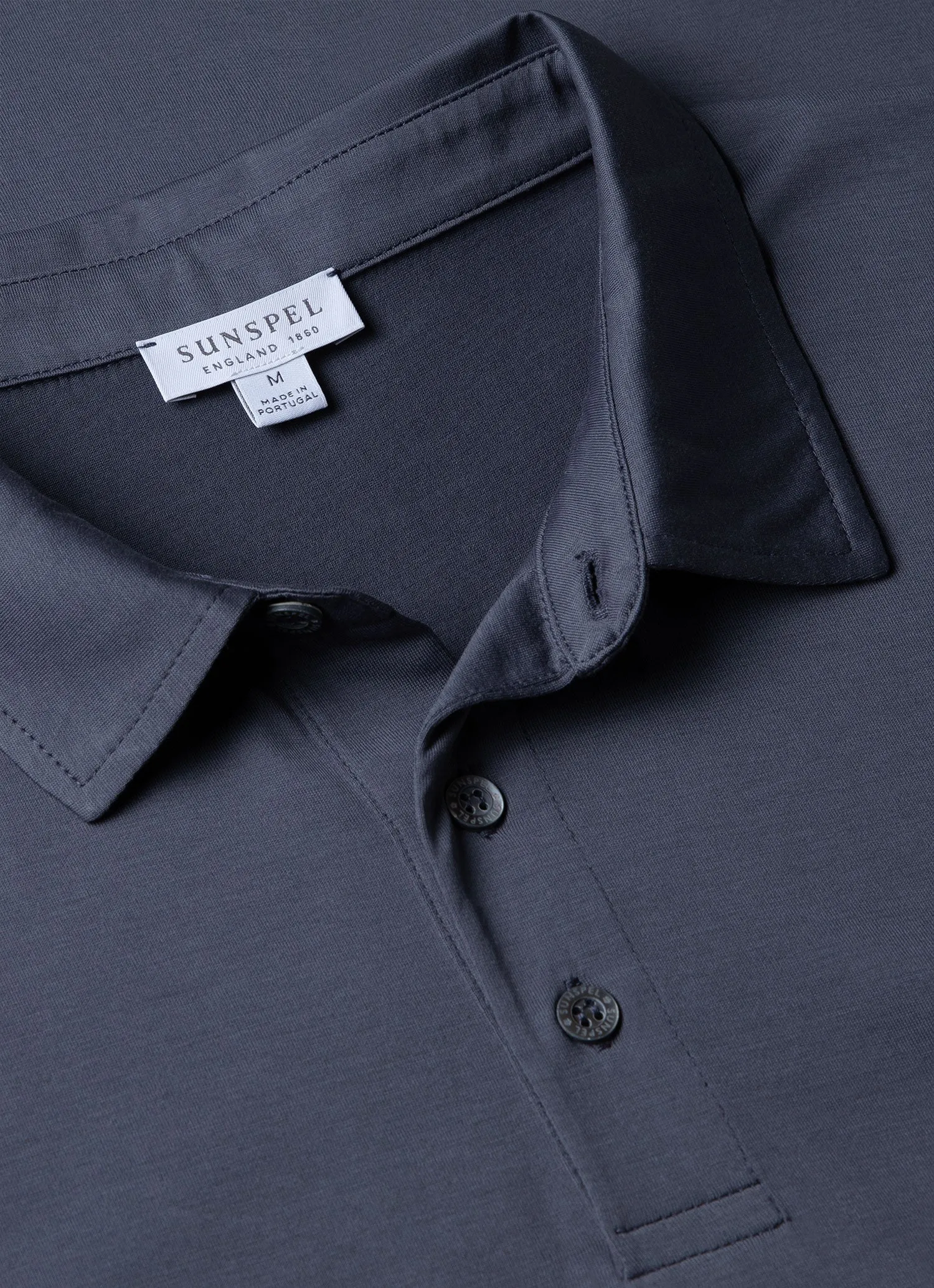 Men's Jersey Classic Polo Shirt in Slate Blue sold by Sunspel product image thumbnail 4