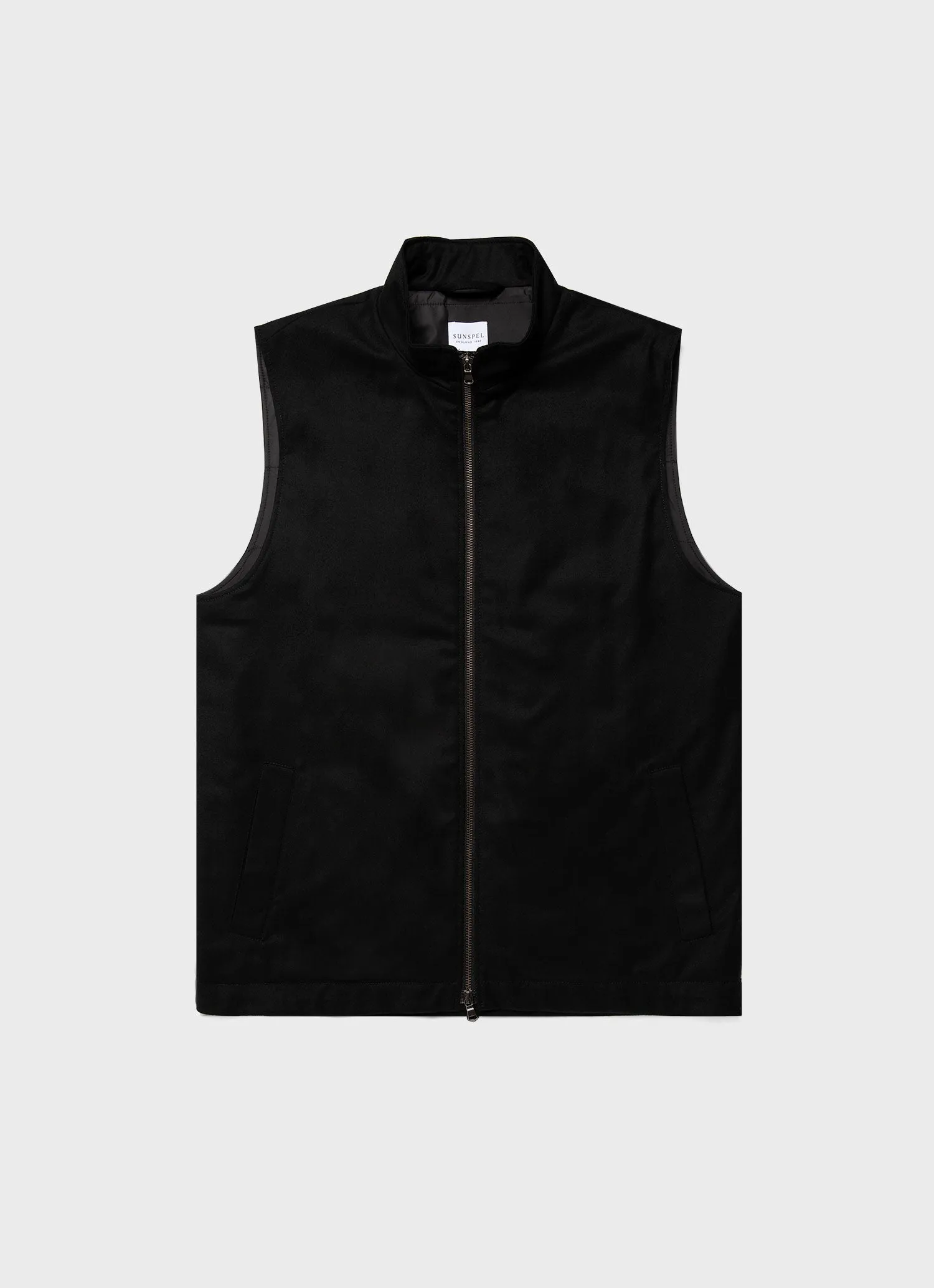 Men's Insulated Wool Gilet in Black sold by Sunspel