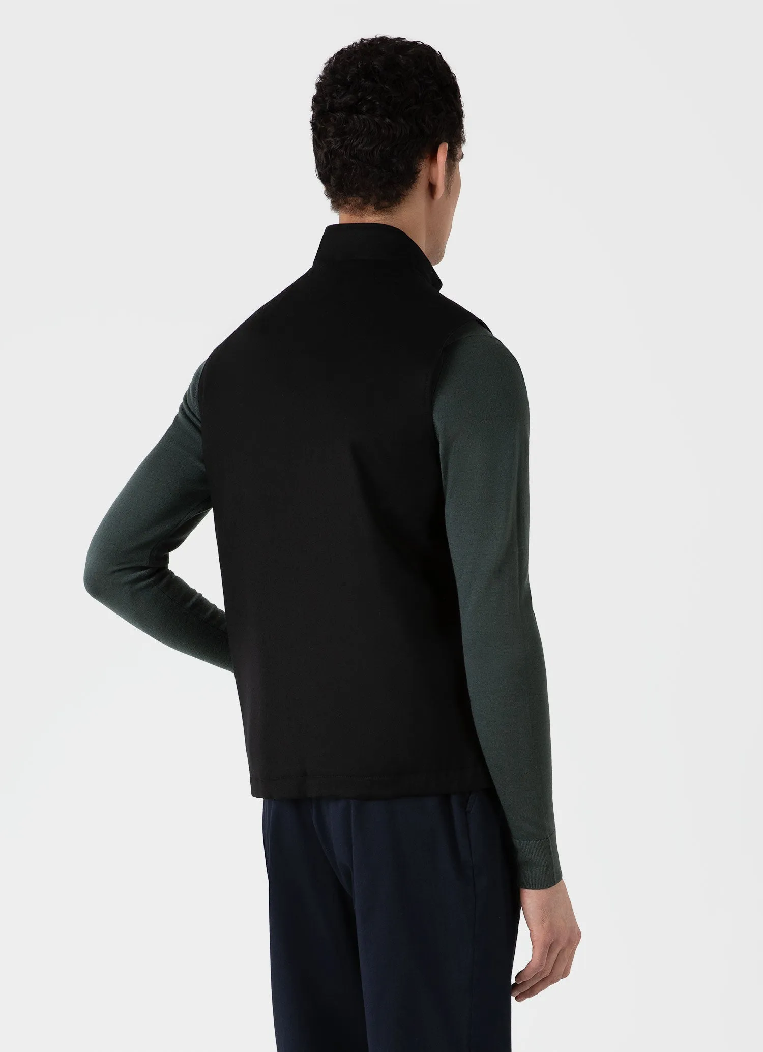 Men's Insulated Wool Gilet in Black sold by Sunspel product image thumbnail 5