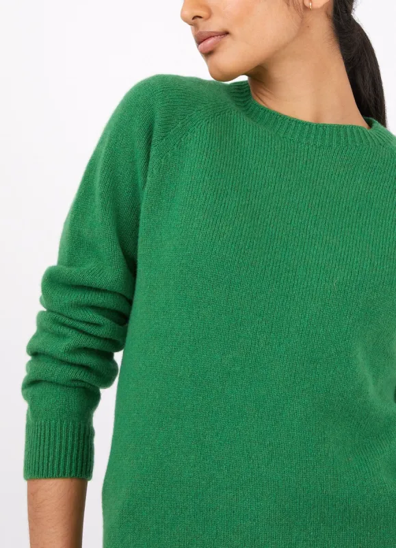 Women's Lambswool Crew Neck Jumper in Bright Green sold by Sunspel