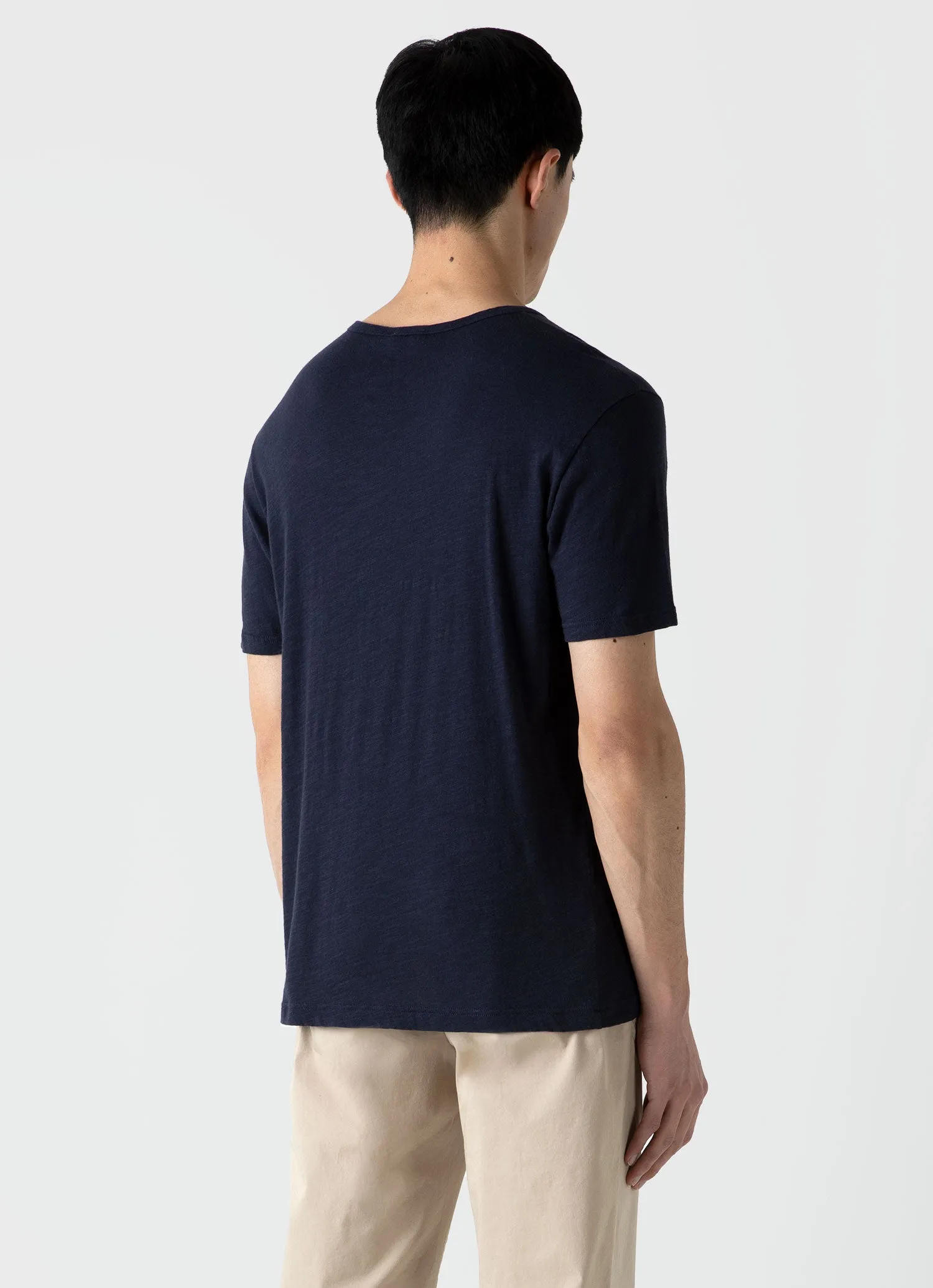 Men's Cotton Linen T-shirt in Navy sold by Sunspel product image thumbnail 4