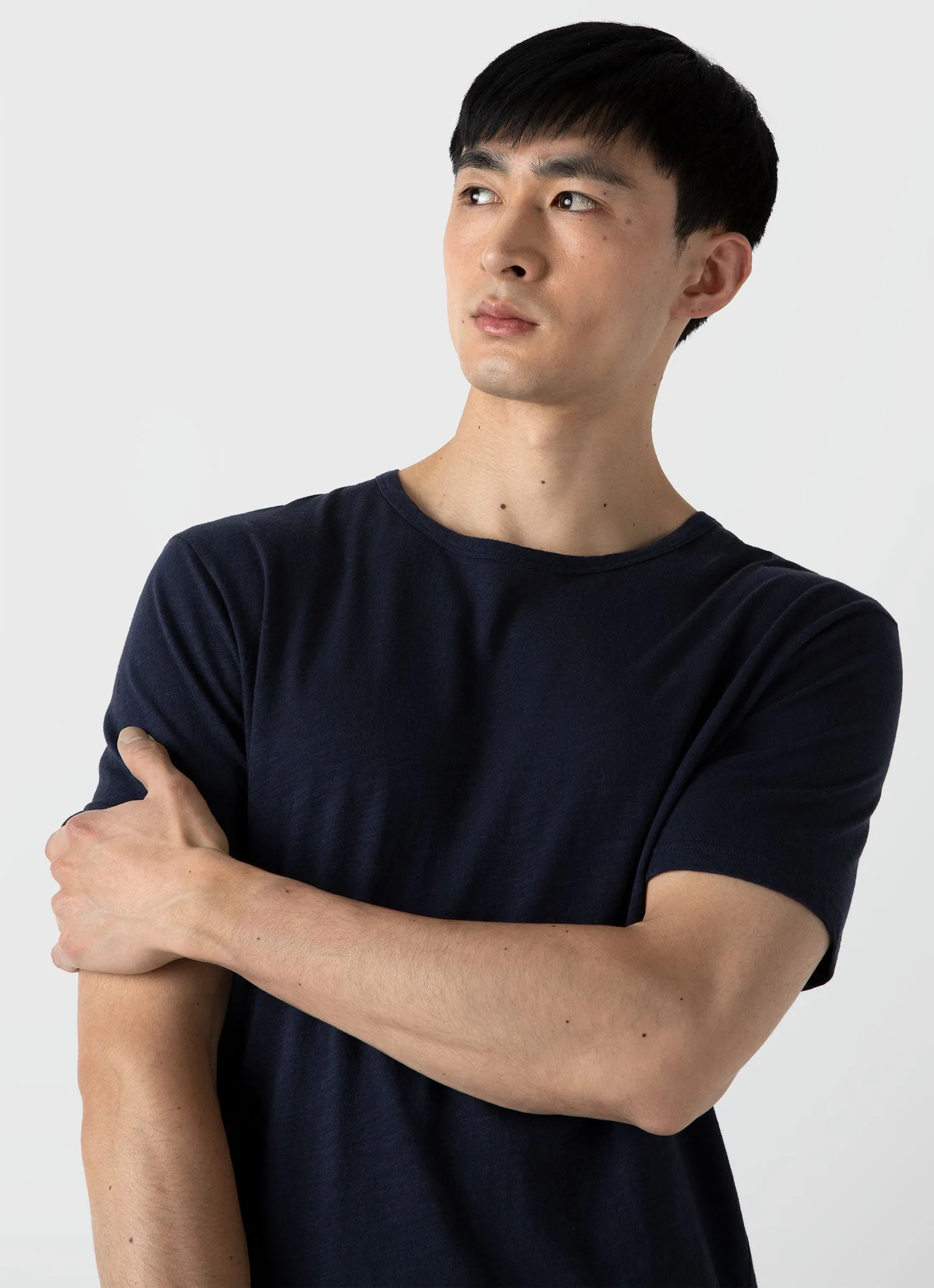 Men's Cotton Linen T-shirt in Navy sold by Sunspel product image thumbnail 5