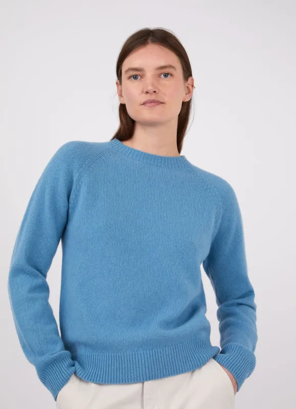 Women's Lambswool Crew Neck Jumper in Storm Blue sold by Sunspel