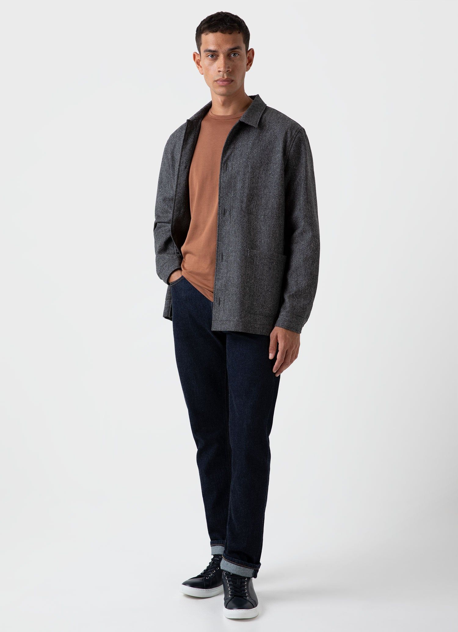 Men's Classic Long Sleeve T-shirt in Pecan sold by Sunspel product image thumbnail 3