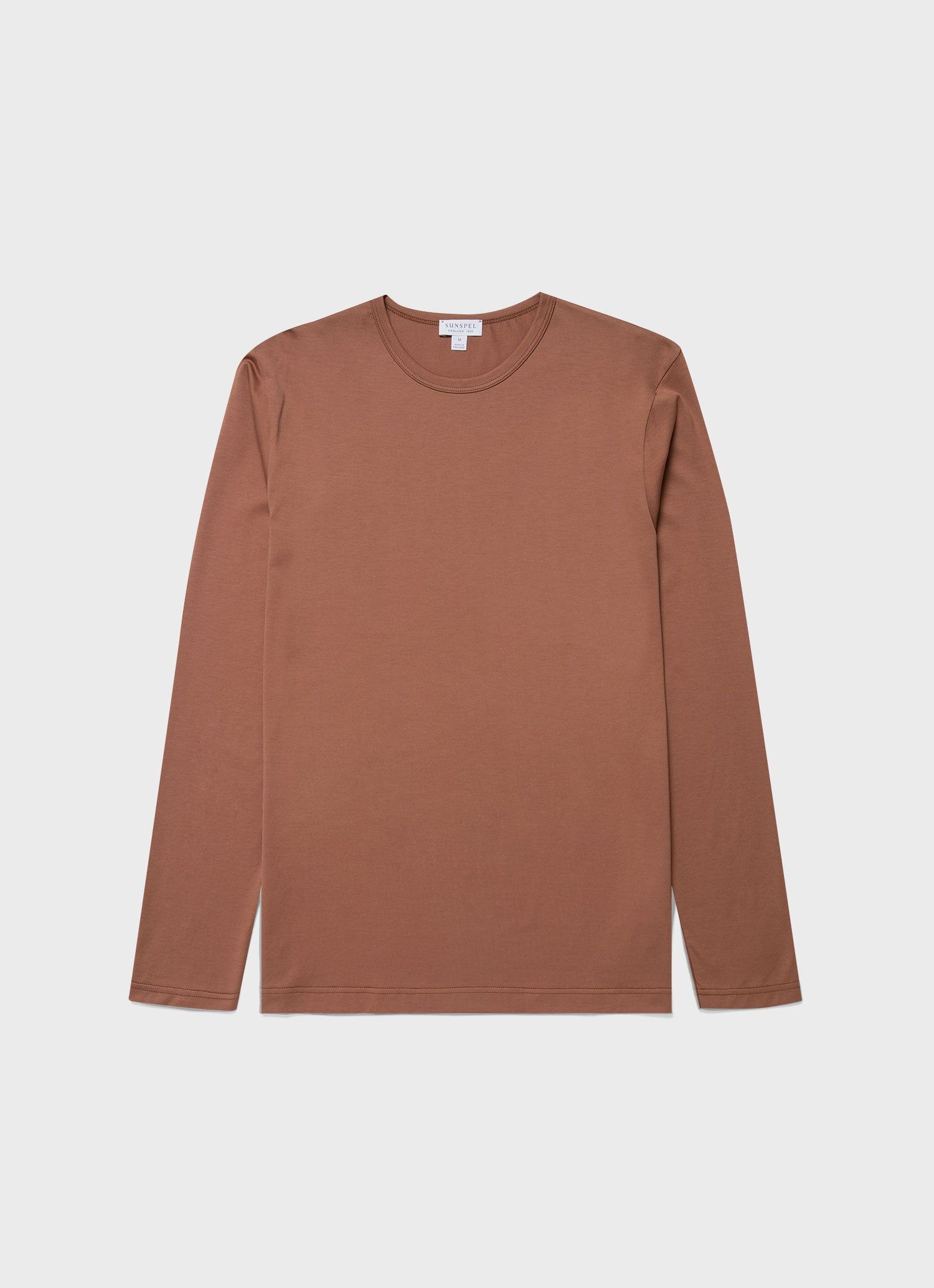 Men's Classic Long Sleeve T-shirt in Pecan sold by Sunspel