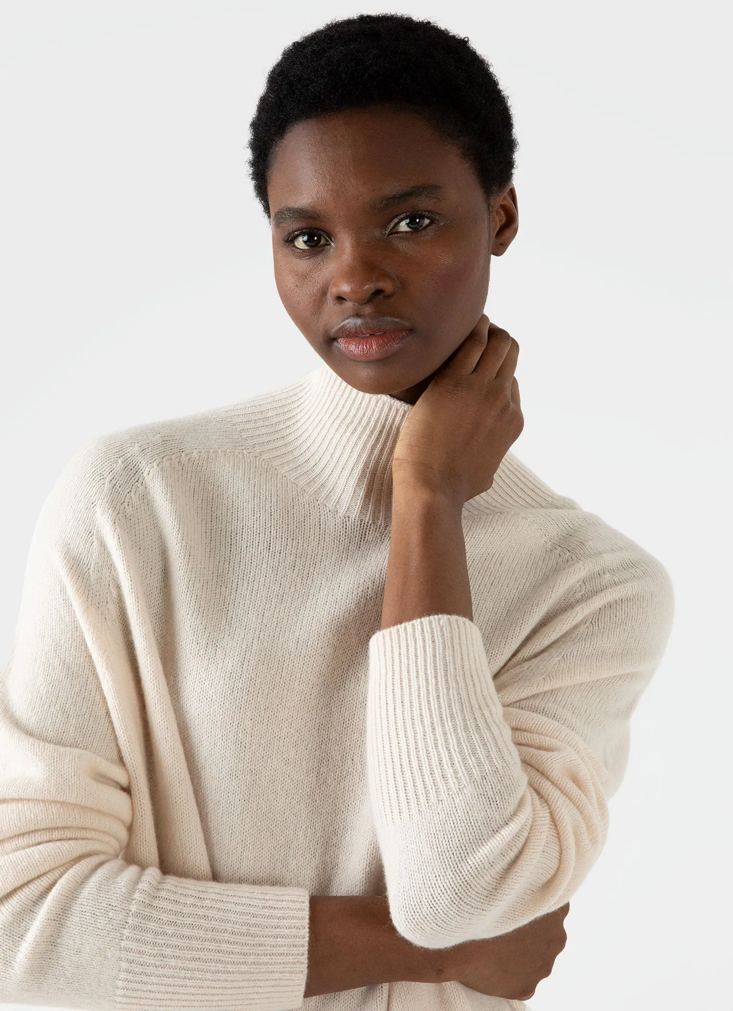 Women's Lambswool Funnel Neck Dress in Ecru sold by Sunspel product image thumbnail 2