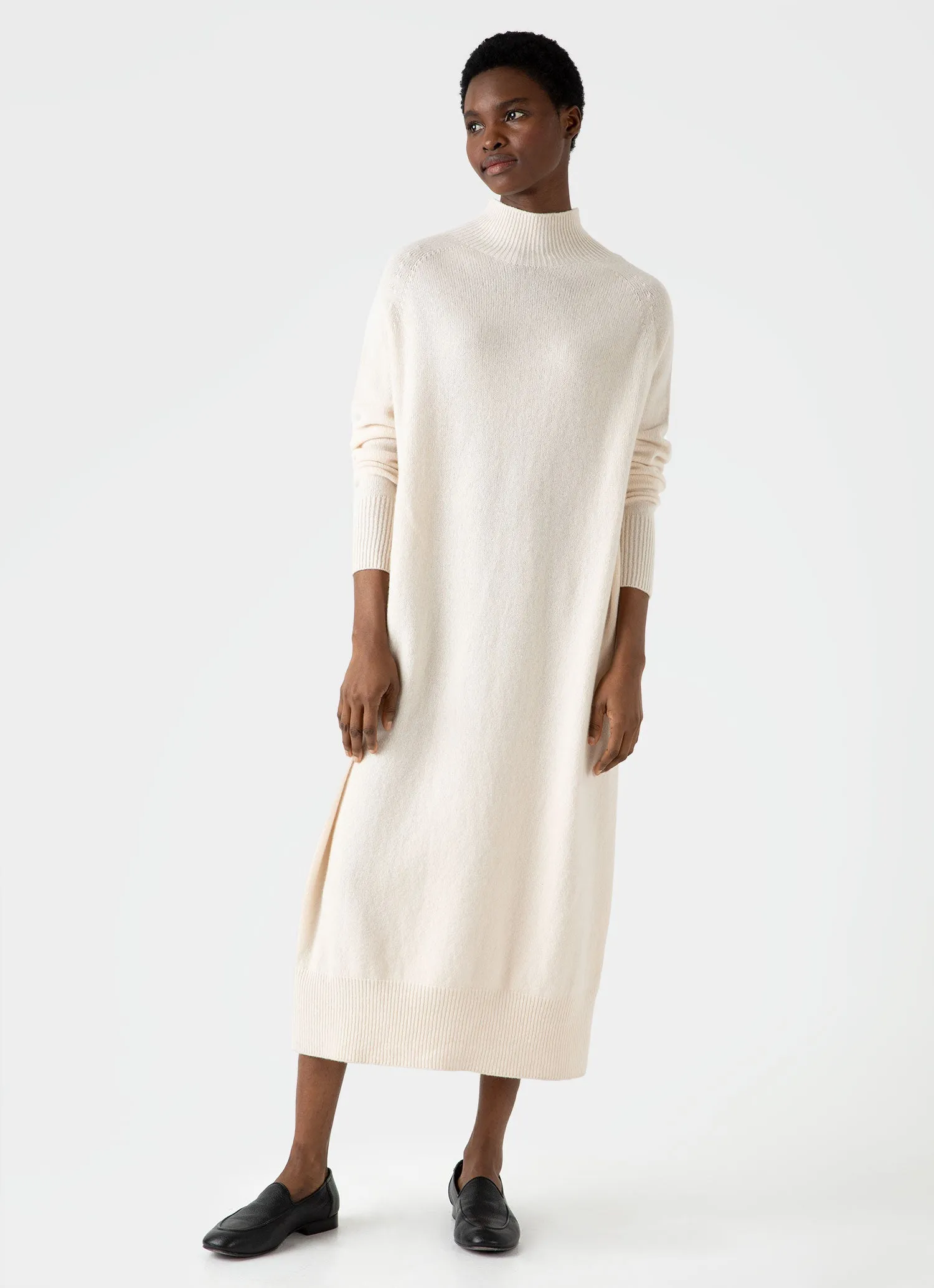 Women's Lambswool Funnel Neck Dress in Ecru sold by Sunspel product image thumbnail 3