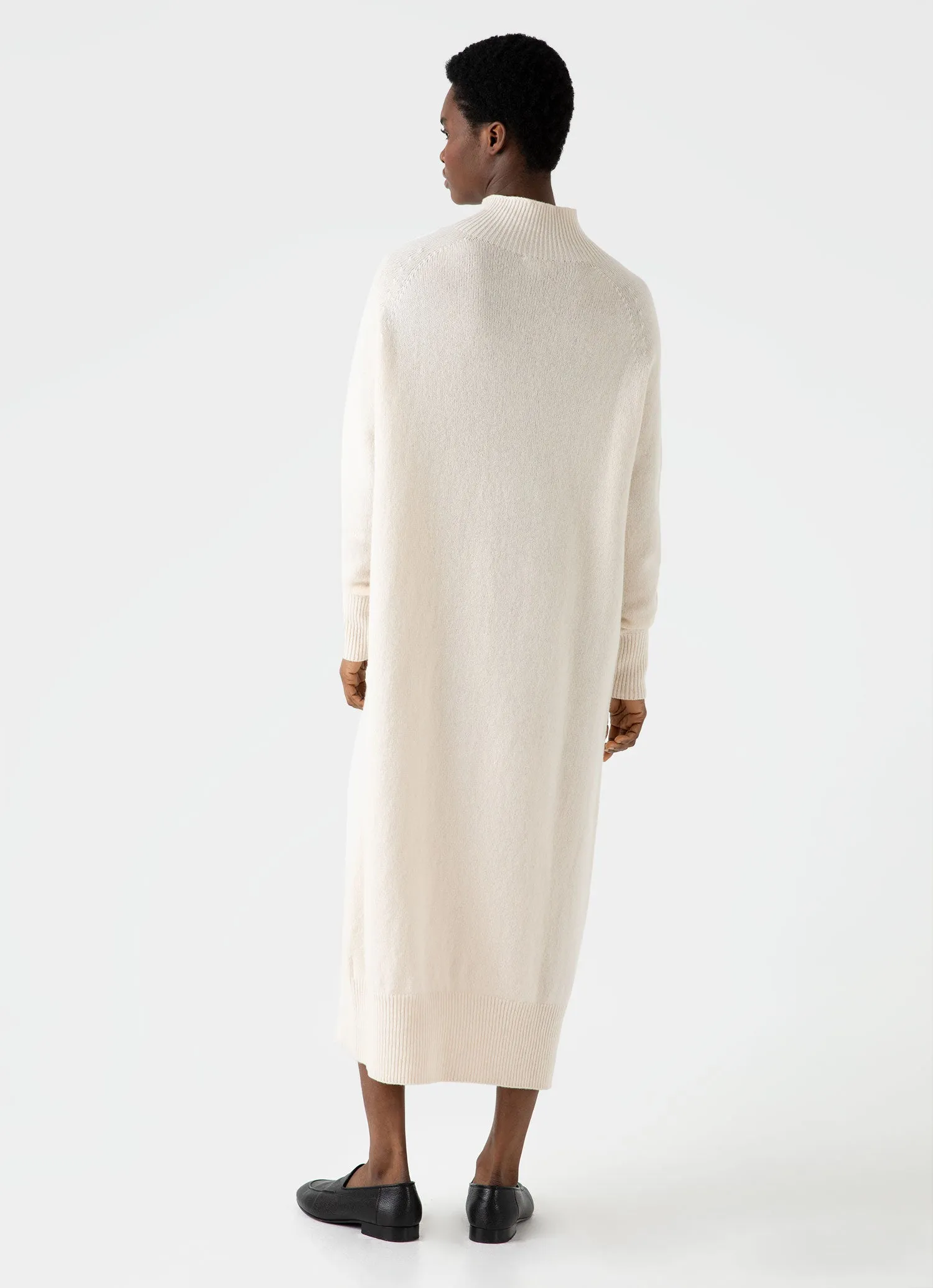 Women's Lambswool Funnel Neck Dress in Ecru sold by Sunspel product image thumbnail 4