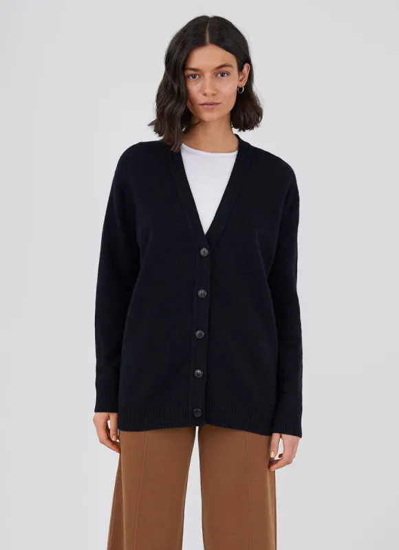 Women's Lambswool Cardigan in Black sold by Sunspel