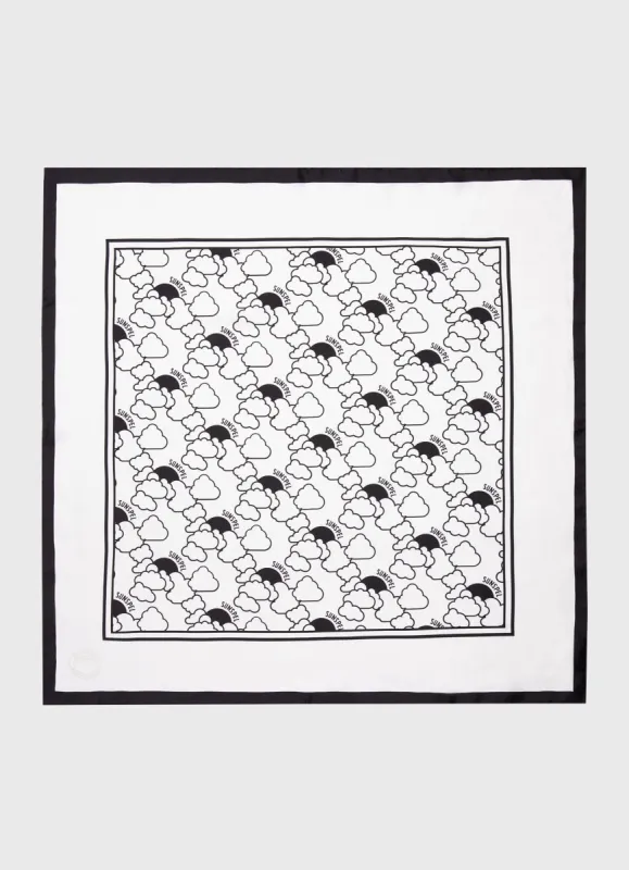 Women's Silk Scarf in Ecru Mini Archive Print sold by Sunspel