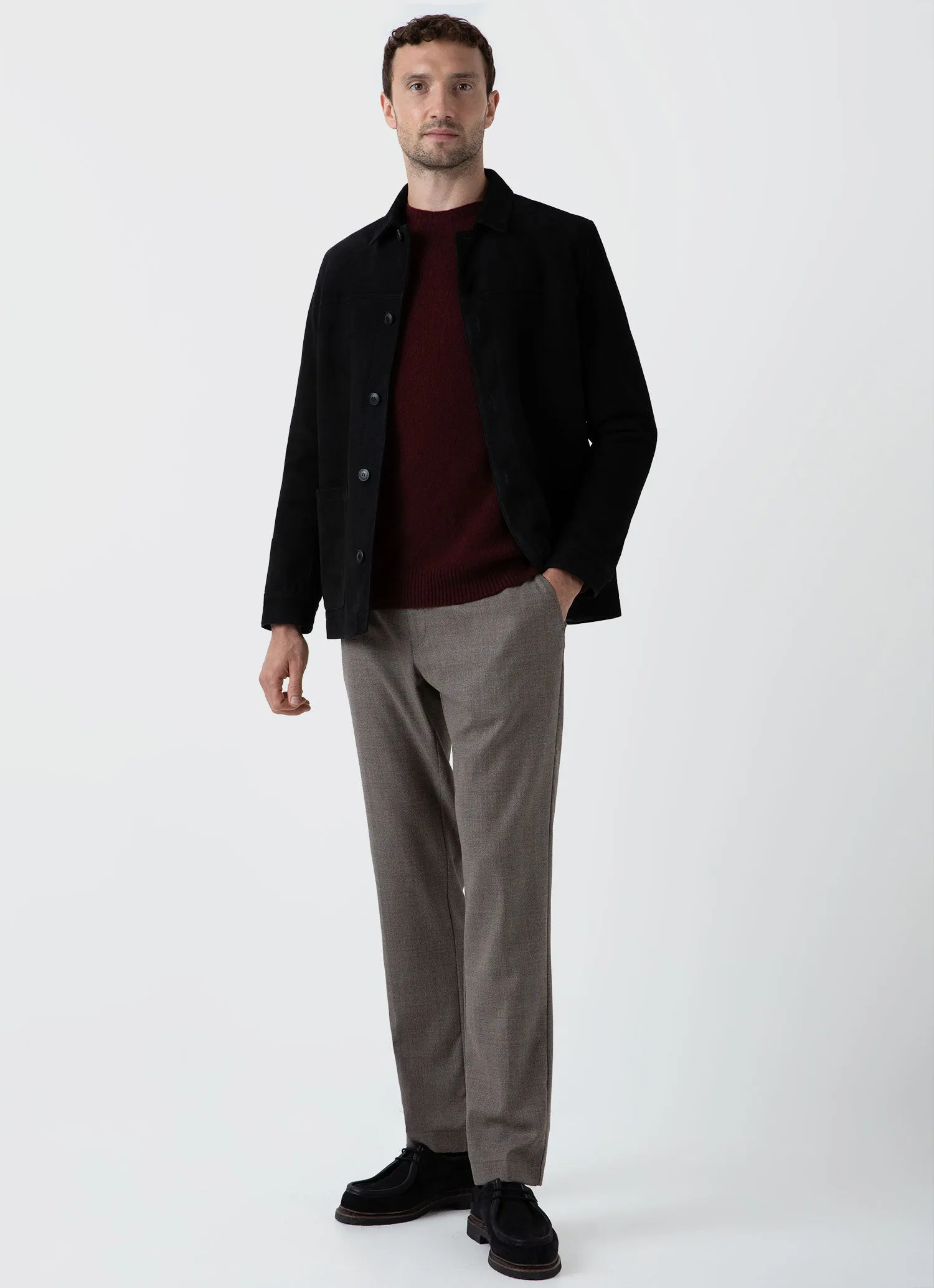 Men's Lambswool Crew Neck Jumper in Port sold by Sunspel product image thumbnail 3