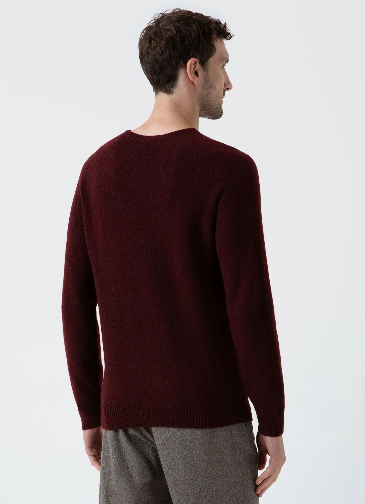 Men's Lambswool Crew Neck Jumper in Port sold by Sunspel product image thumbnail 4