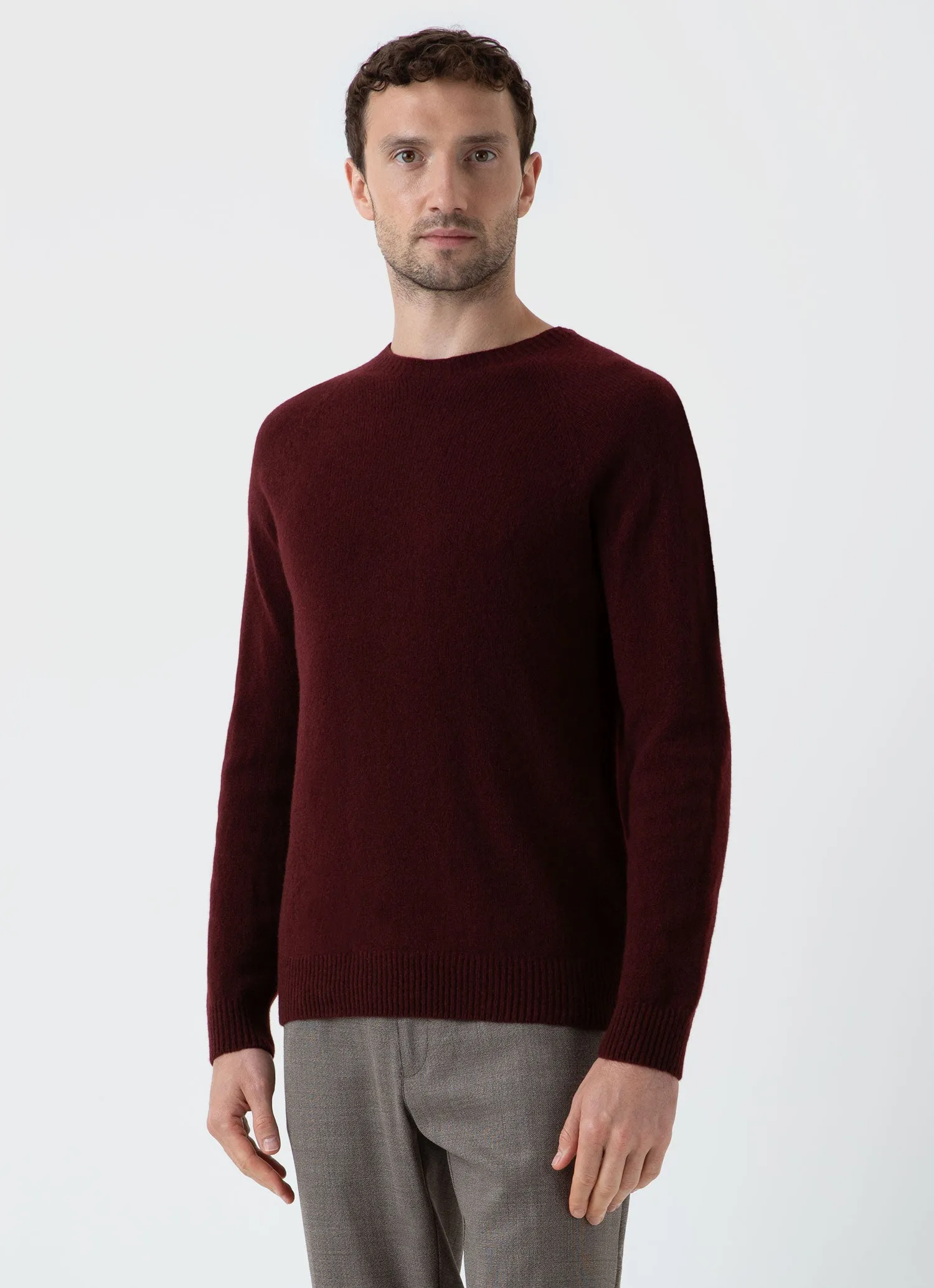 Men's Lambswool Crew Neck Jumper in Port sold by Sunspel product image thumbnail 2