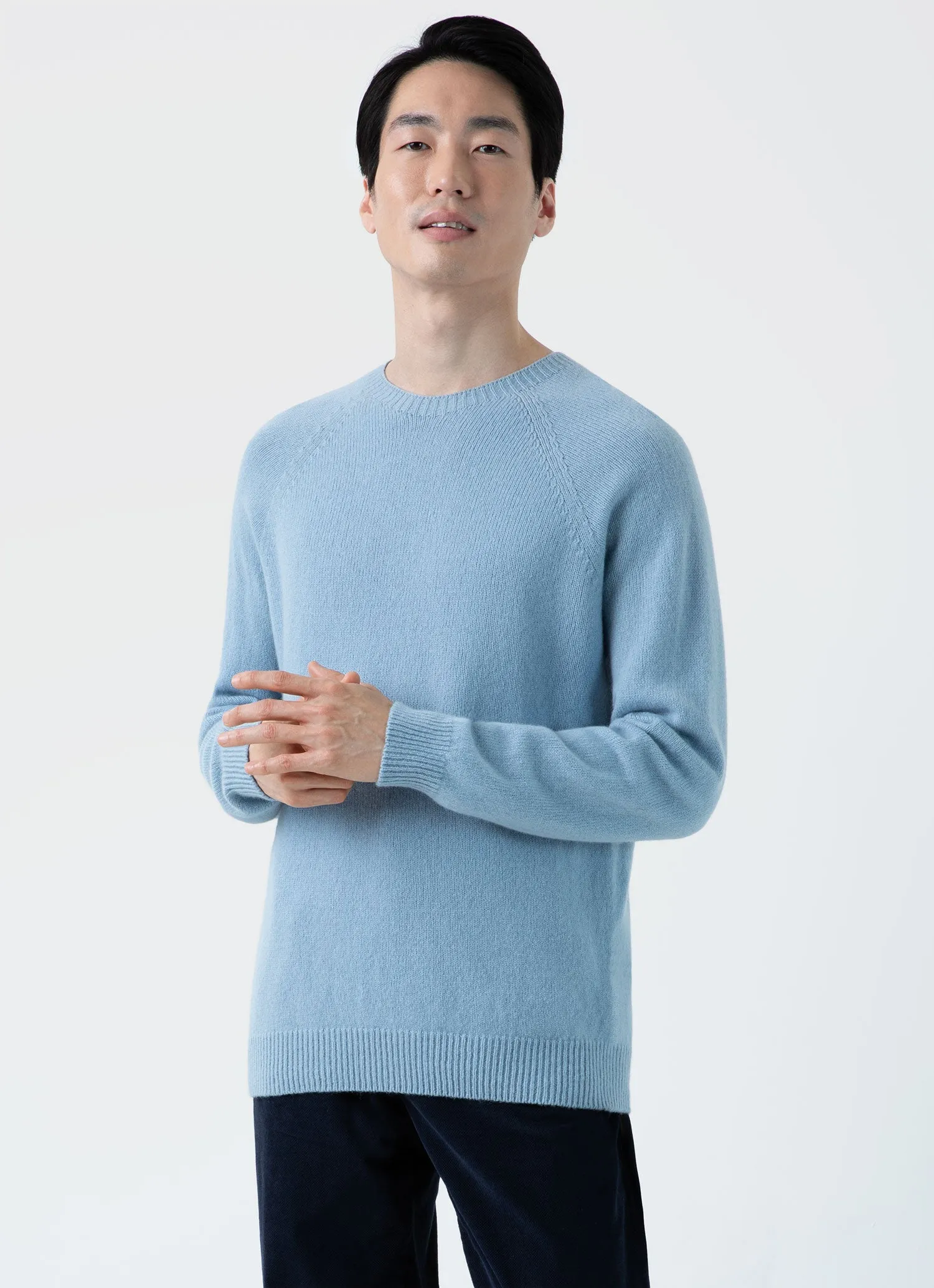 Men's Lambswool Crew Neck Jumper in Sky Blue sold by Sunspel product image thumbnail 2