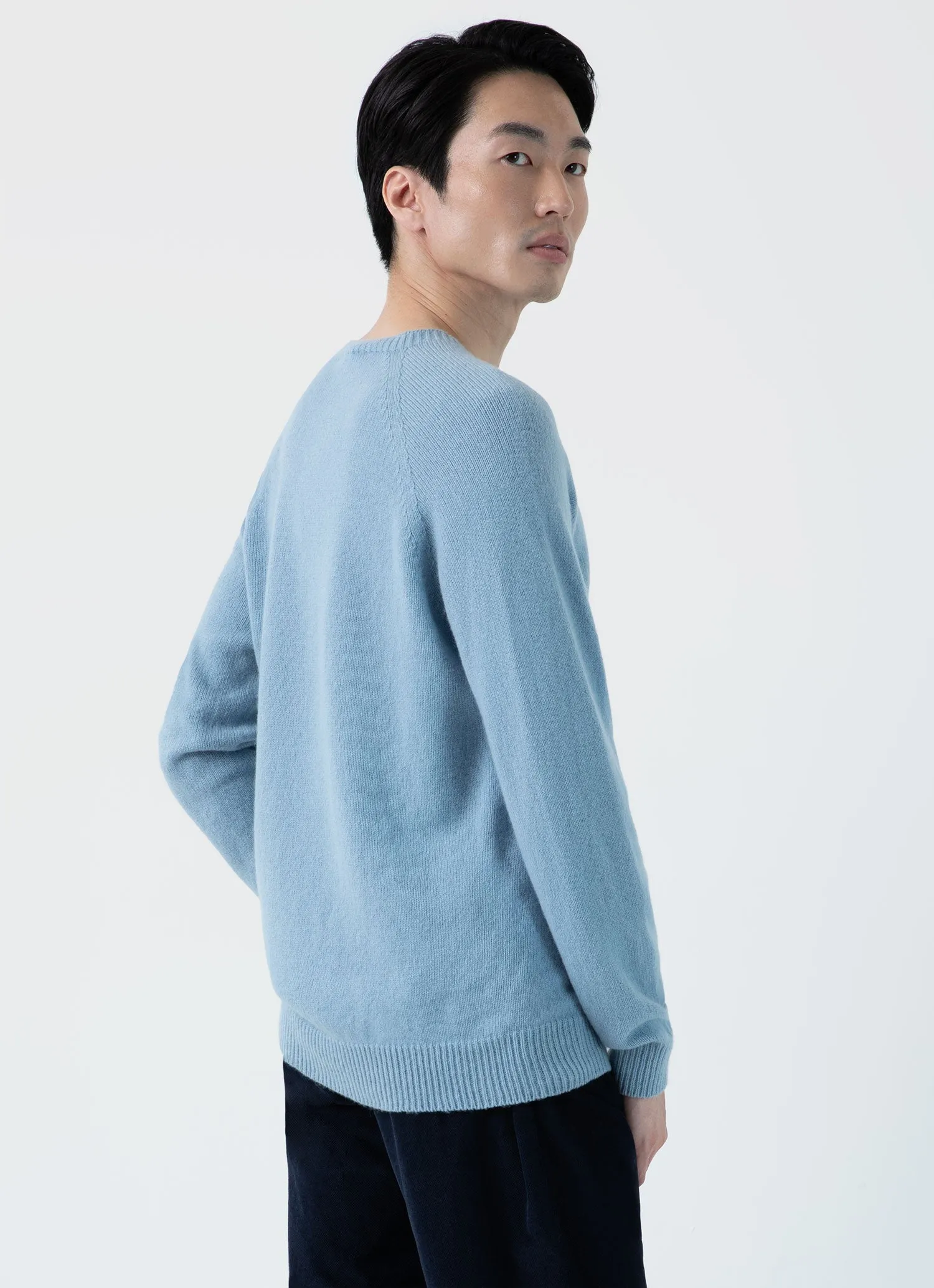 Men's Lambswool Crew Neck Jumper in Sky Blue sold by Sunspel product image thumbnail 5