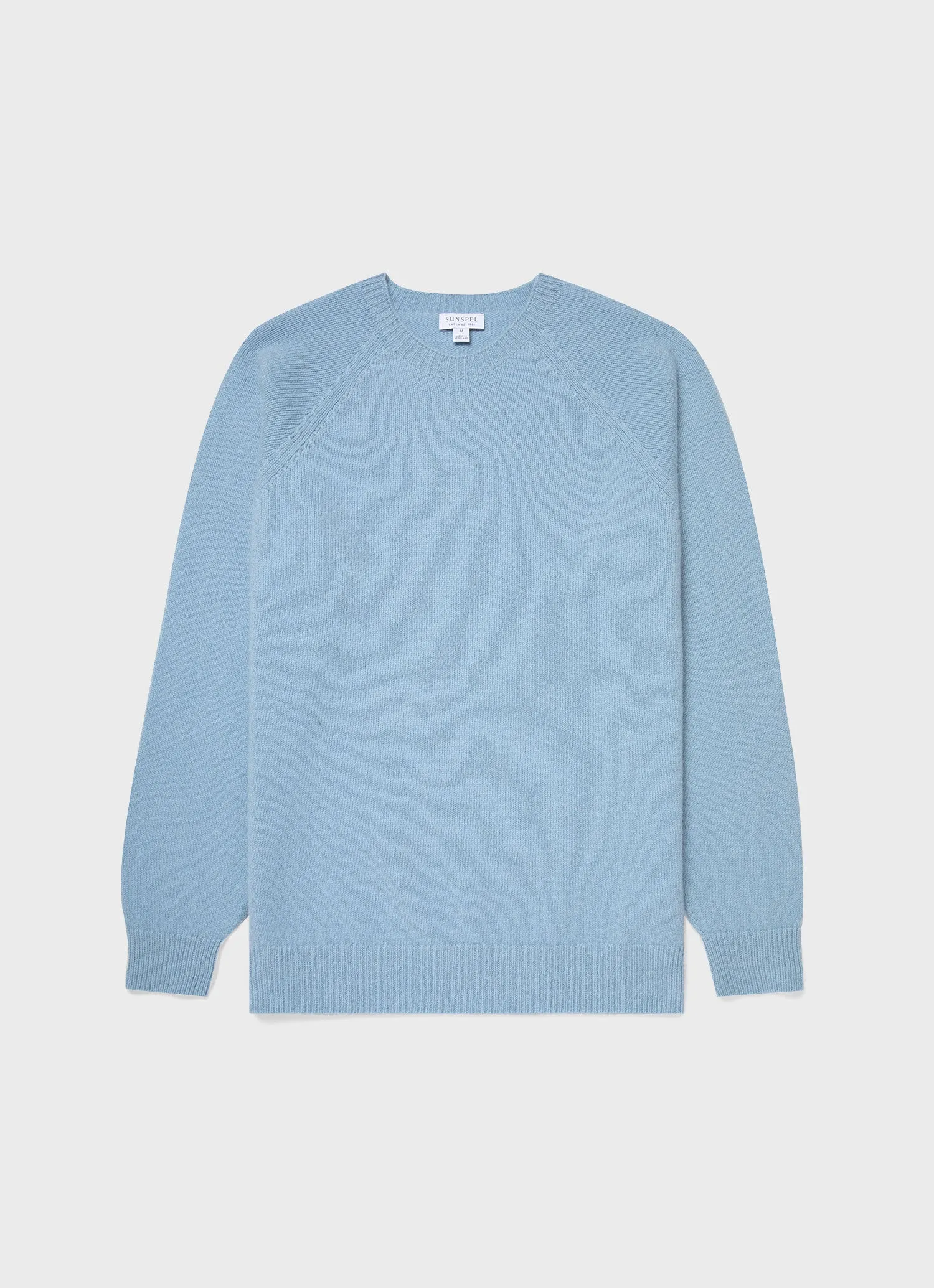 Men's Lambswool Crew Neck Jumper in Sky Blue sold by Sunspel