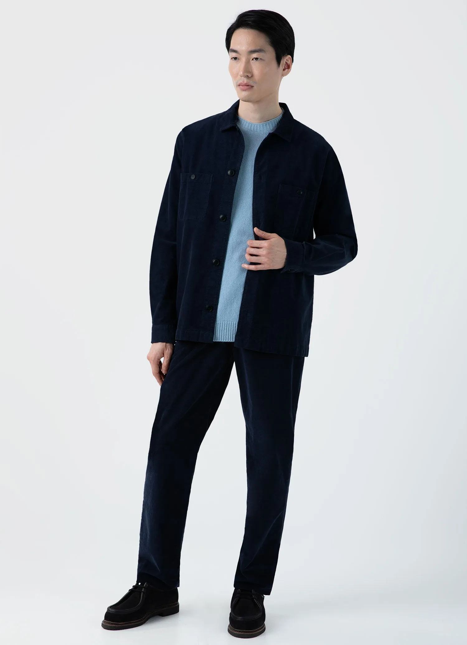 Men's Lambswool Crew Neck Jumper in Sky Blue sold by Sunspel product image thumbnail 3