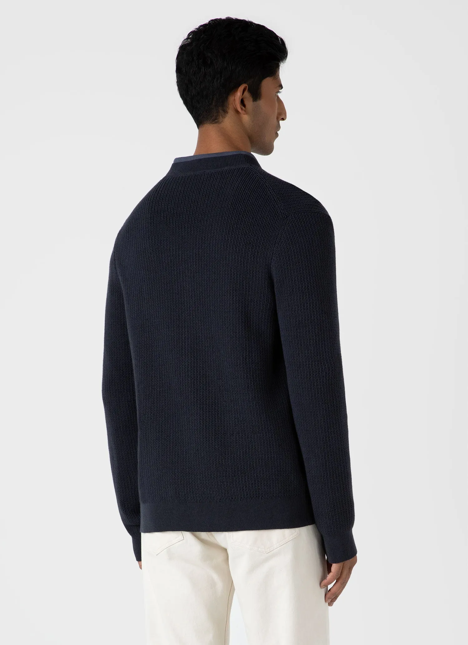Men's Textured Knit Cardigan in Navy sold by Sunspel product image thumbnail 5