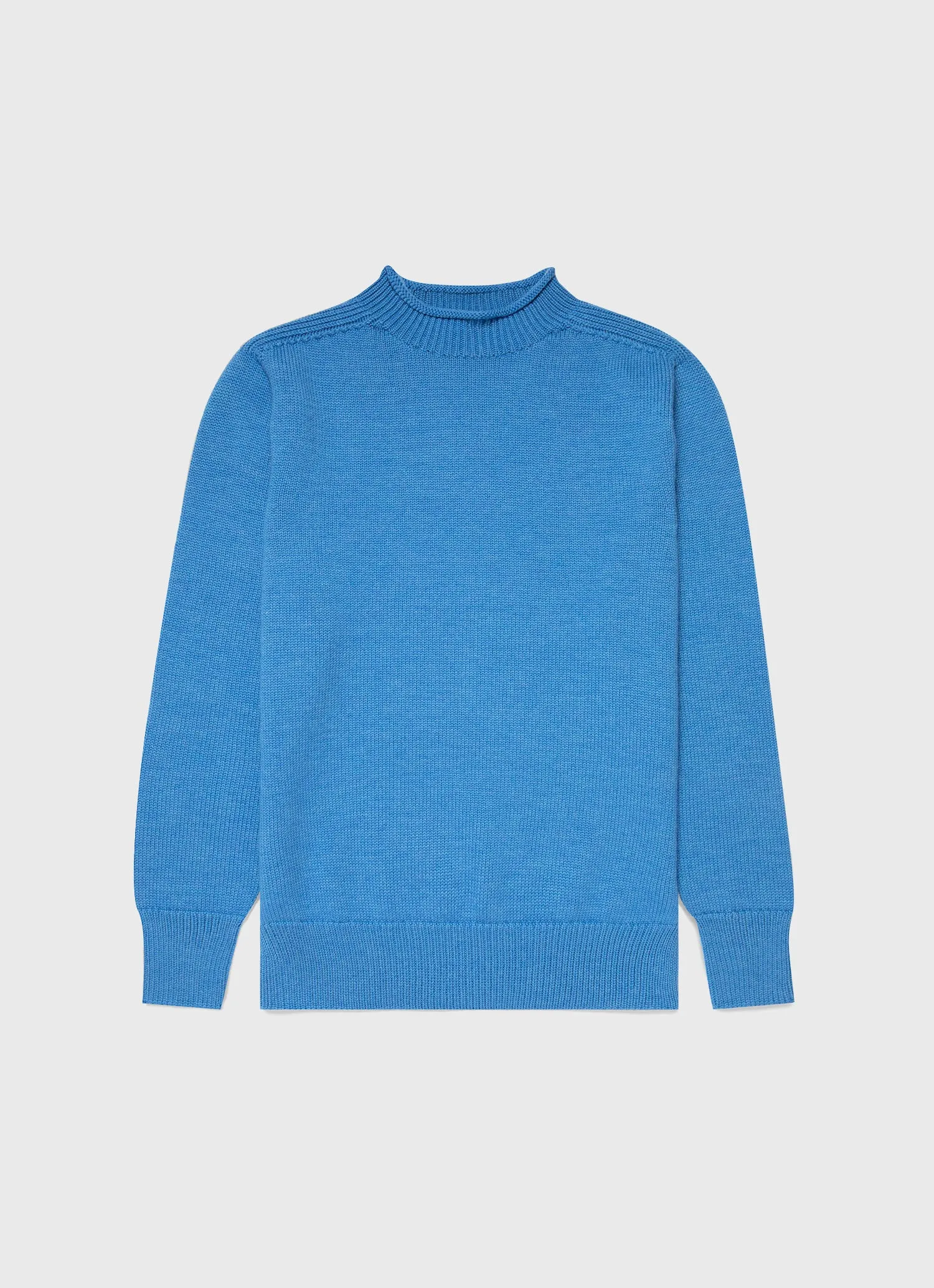 Men's English Merino Fisherman Jumper in Blue Jean sold by Sunspel