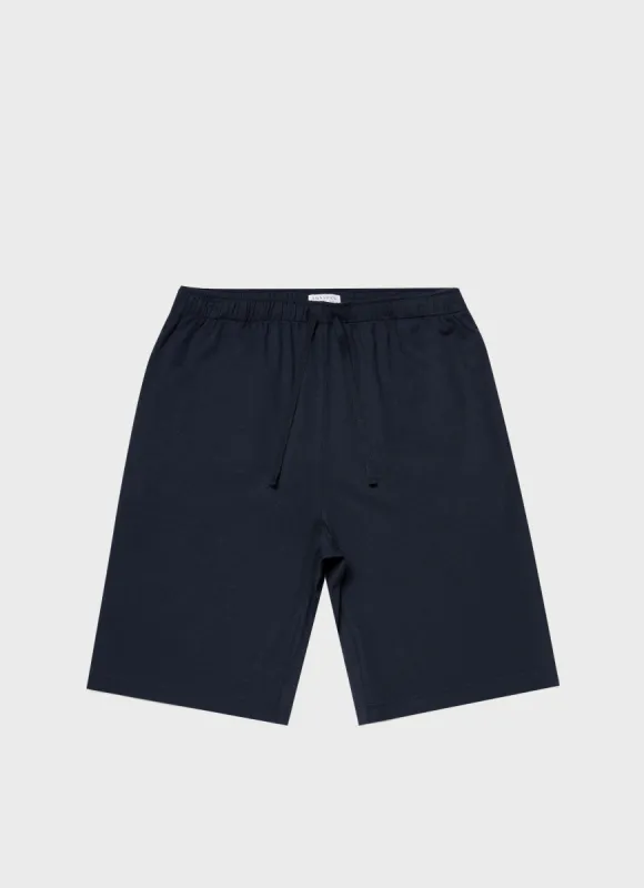 Men's Cotton Modal Lounge Shorts in Navy sold by Sunspel