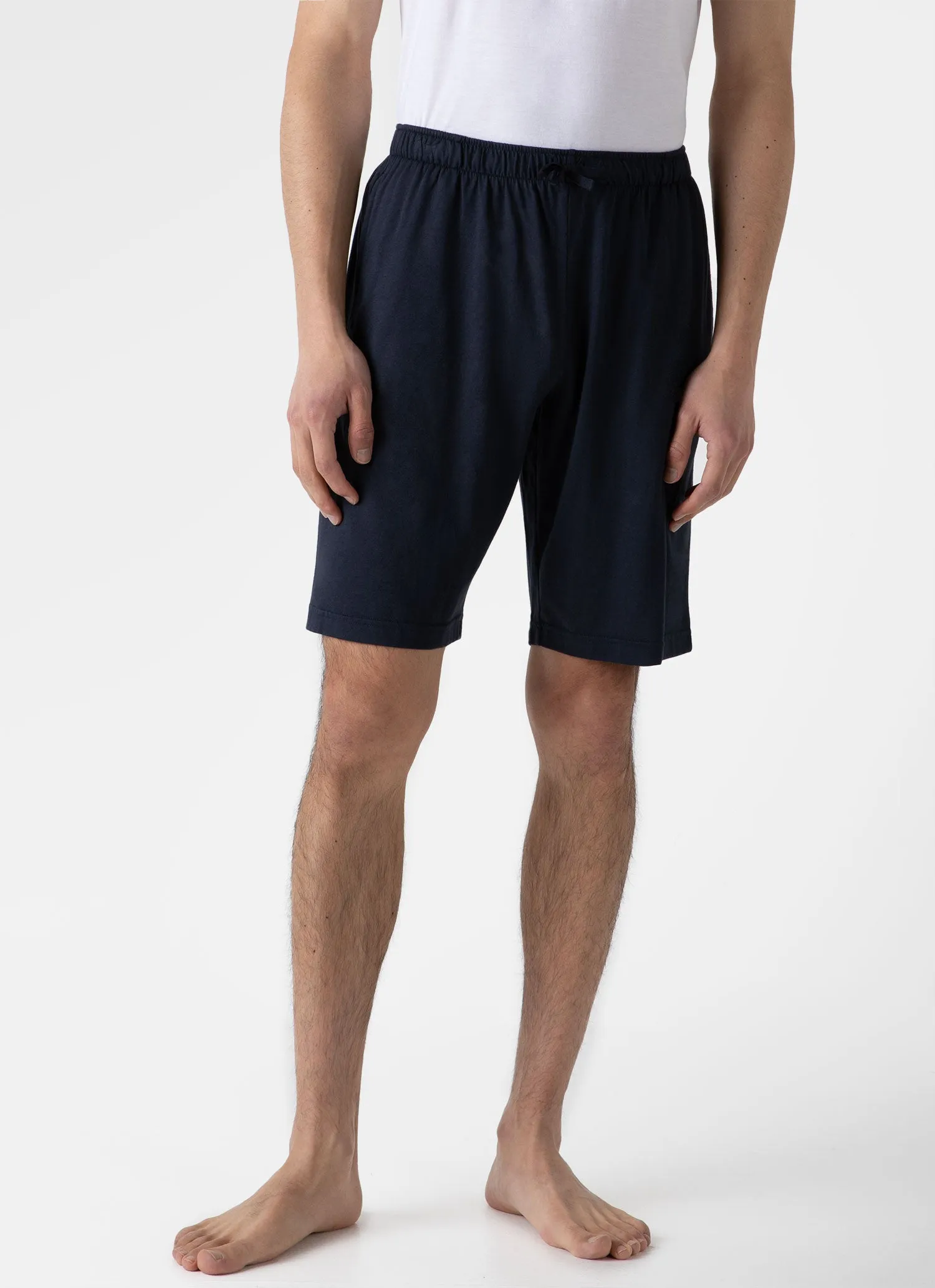 Men's Cotton Modal Lounge Shorts in Navy sold by Sunspel product image thumbnail 3
