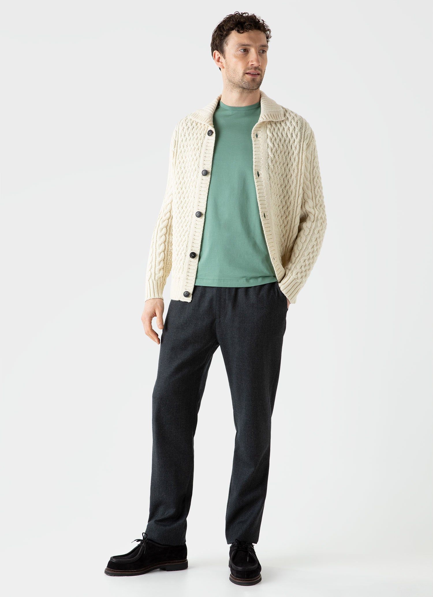 Men's Classic T-shirt in Light Pine sold by Sunspel product image thumbnail 3