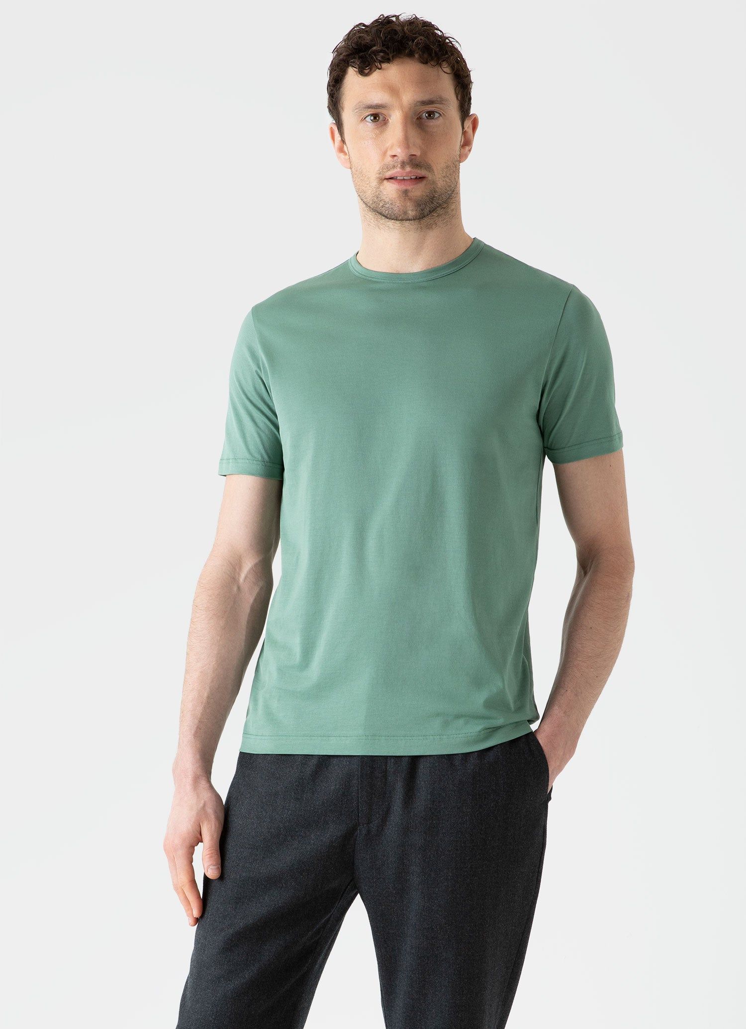 Men's Classic T-shirt in Light Pine sold by Sunspel product image thumbnail 2