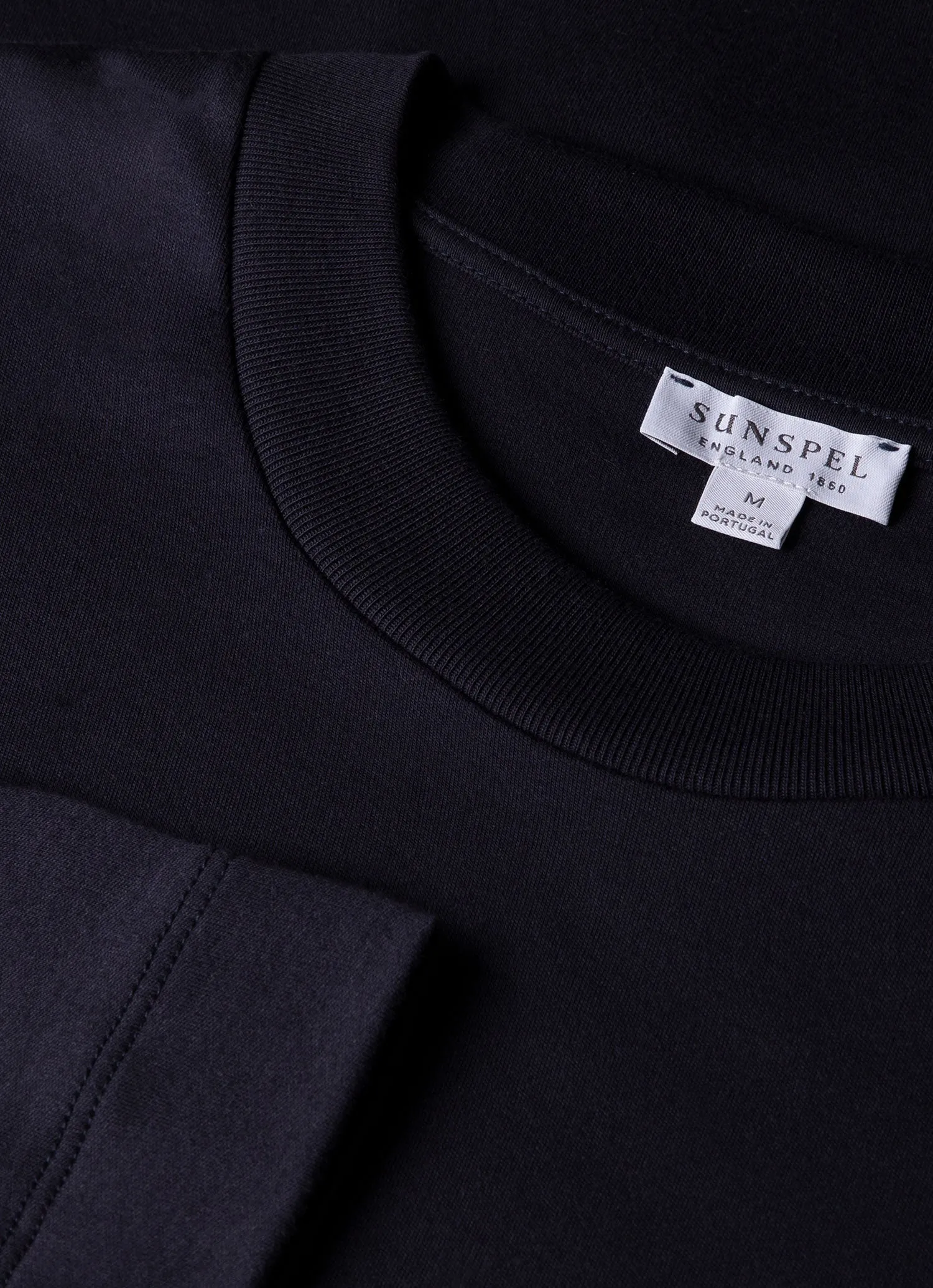 Men's Long Sleeve Heavyweight T-shirt in Navy sold by Sunspel product image thumbnail 4