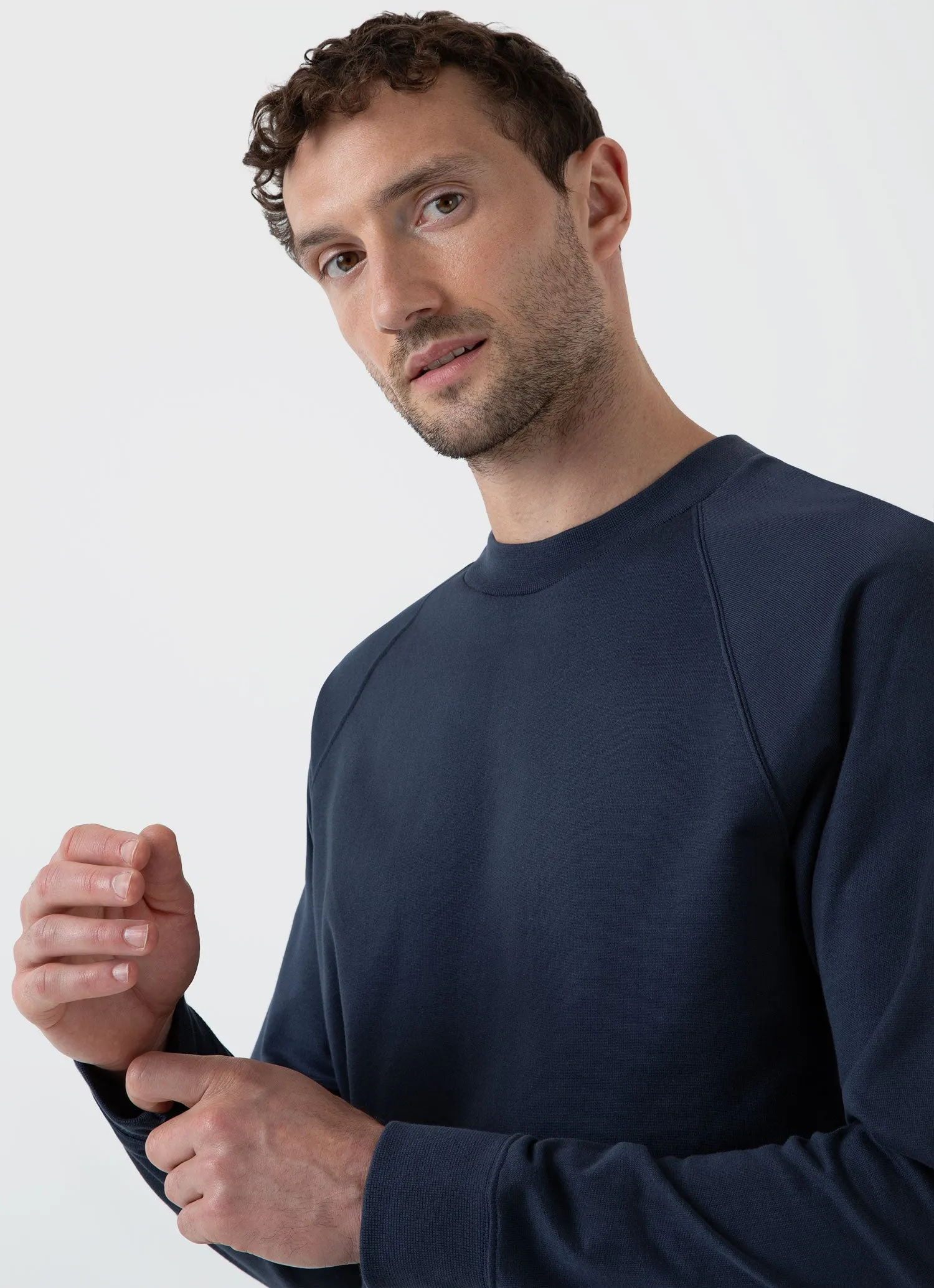 Men's Sea Island Cotton Sweatshirt in Navy sold by Sunspel product image thumbnail 5