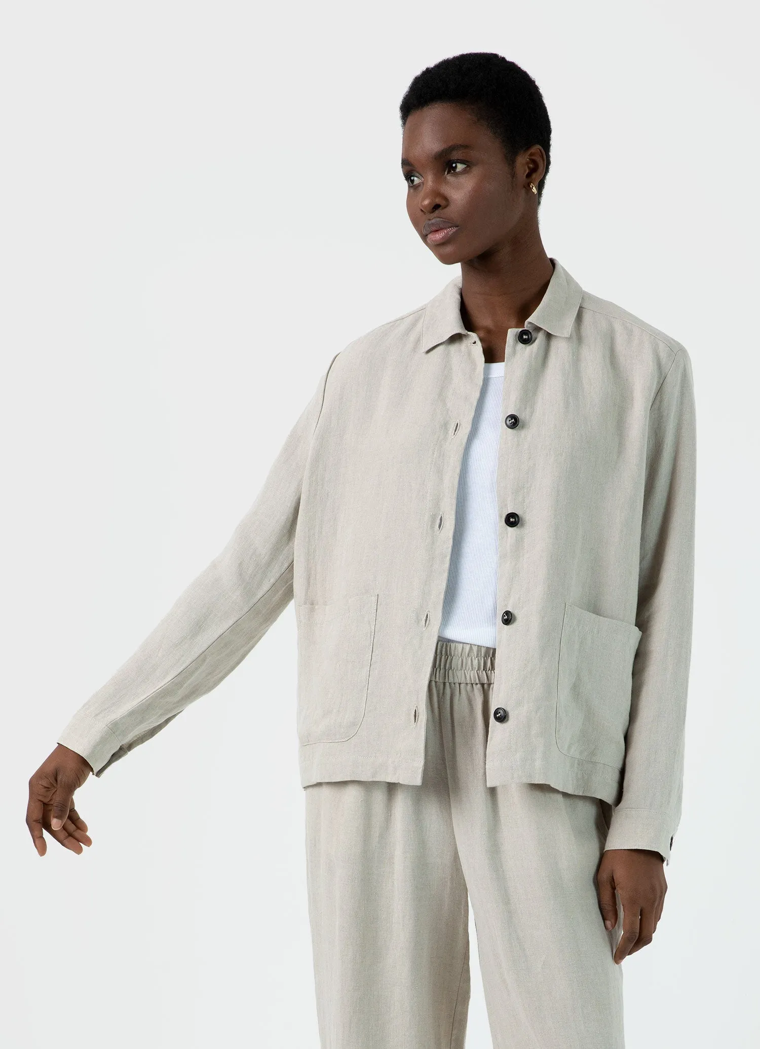 Women's Linen Twin Pocket Jacket in Light Sand sold by Sunspel product image thumbnail 2