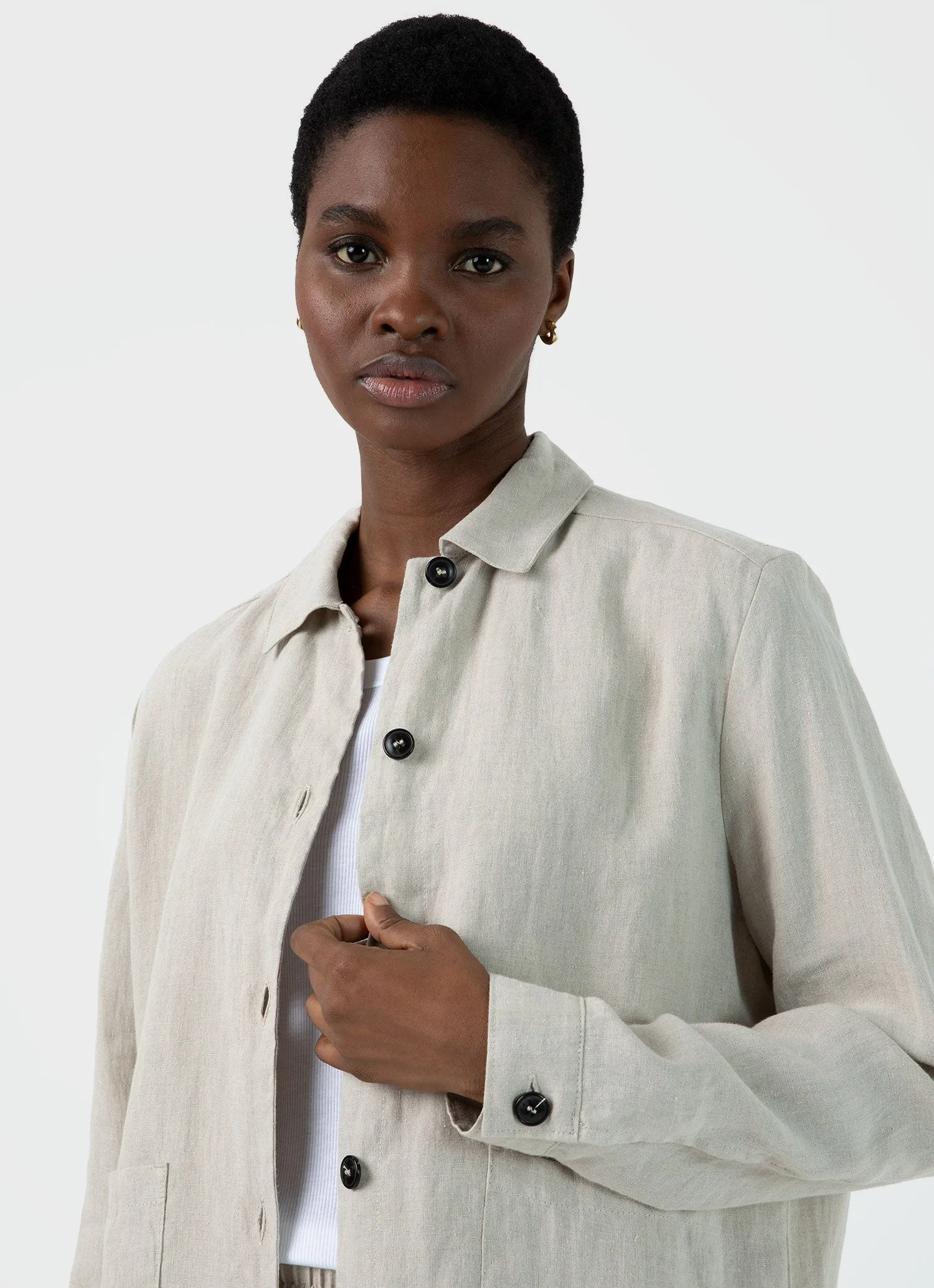 Women's Linen Twin Pocket Jacket in Light Sand sold by Sunspel product image thumbnail 3