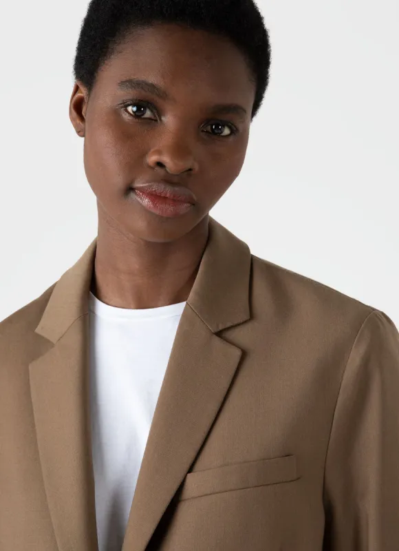 Women's Wool Blazer in Dark Camel sold by Sunspel