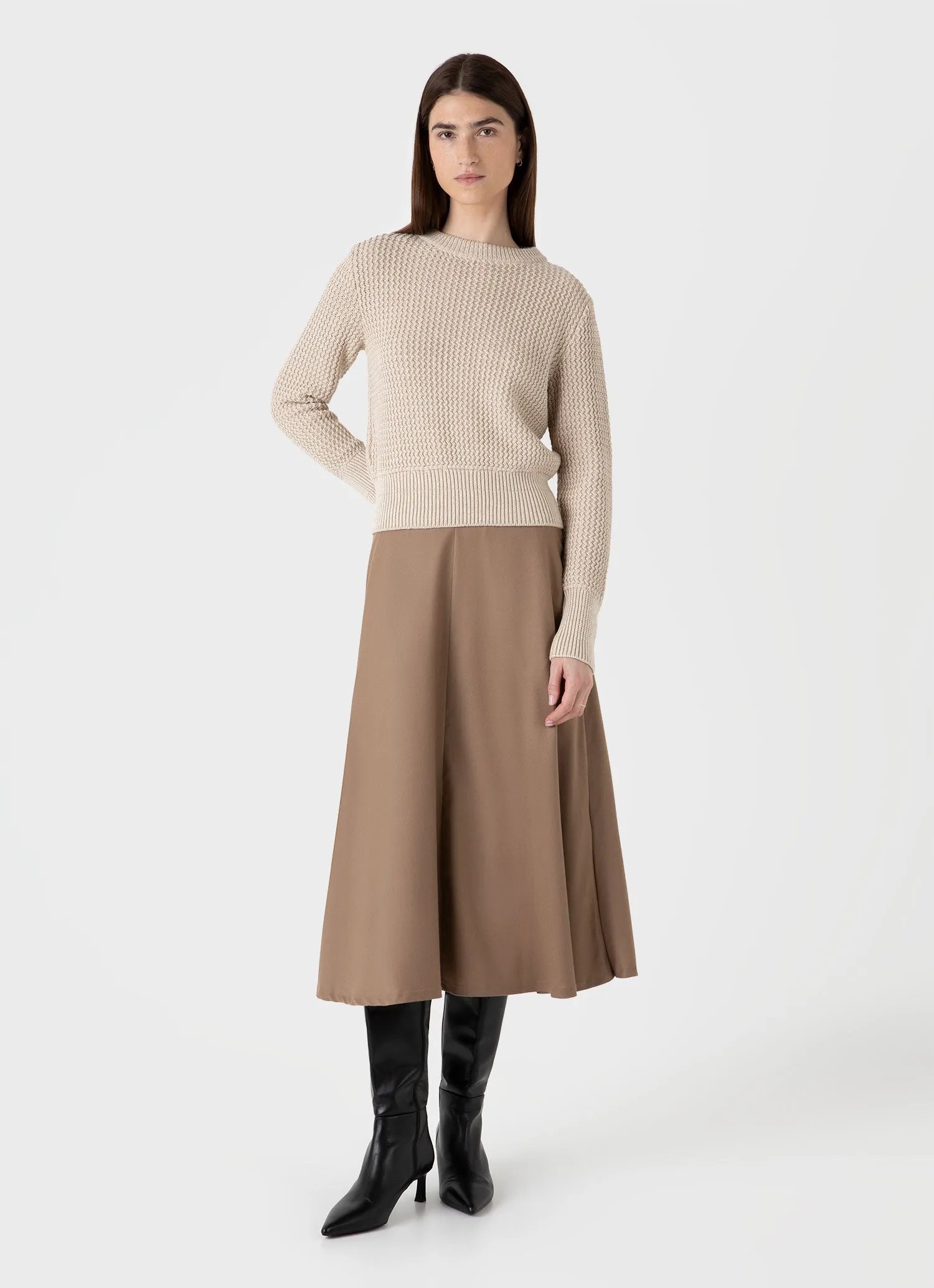 Women's A-line Skirt in Light Camel sold by Sunspel