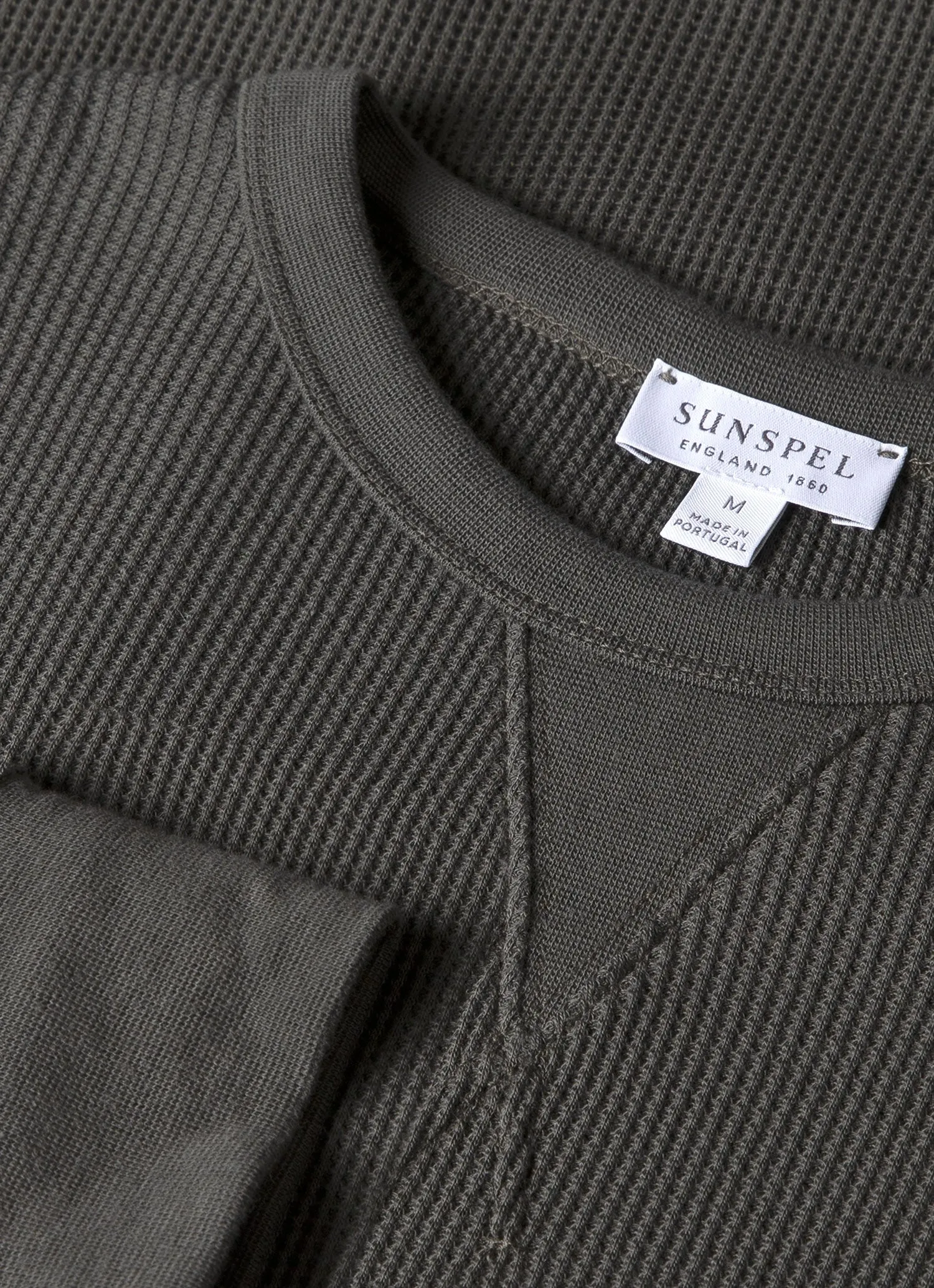 Men's Long Sleeve Waffle T-shirt in Drill Green sold by Sunspel product image thumbnail 4