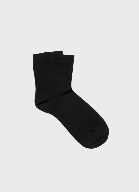 Women's Ankle Socks in Black sold by Sunspel